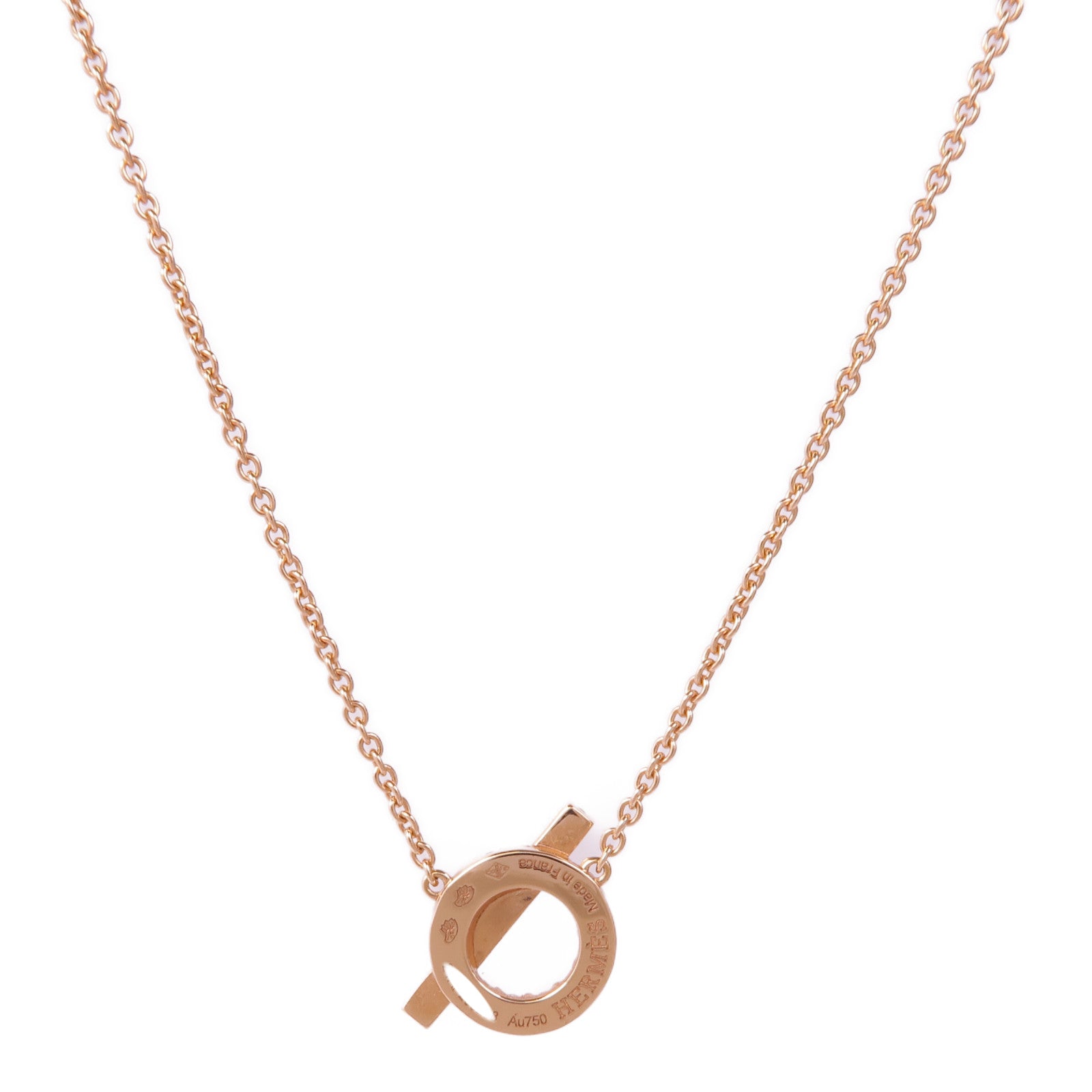 HERMES 18K玫瑰金Finesse Pendant鑽石項鍊