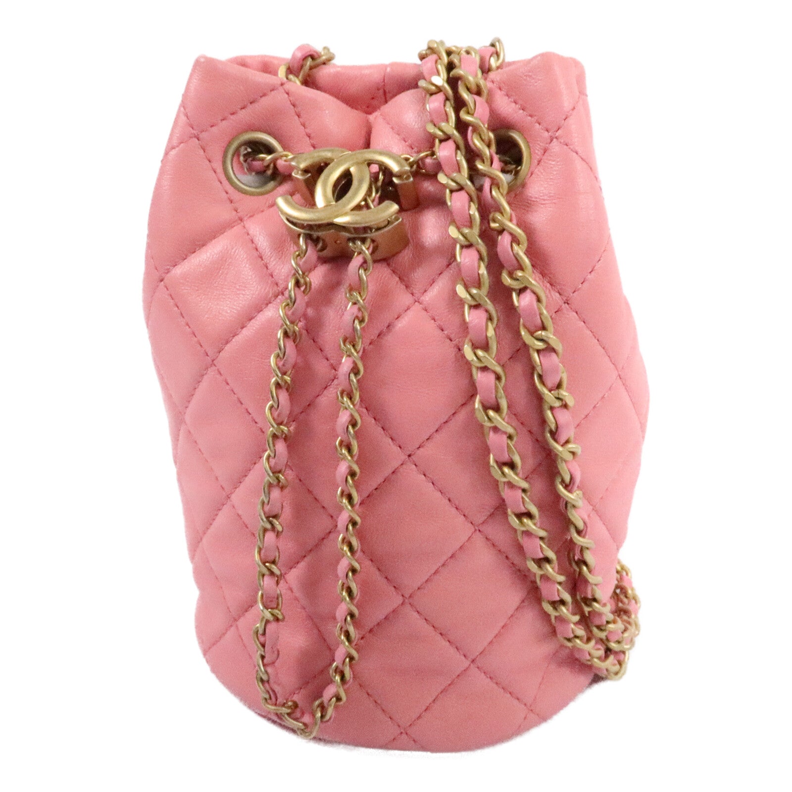 CHANEL 羊皮皮革Bucket Bag鏈帶肩背袋