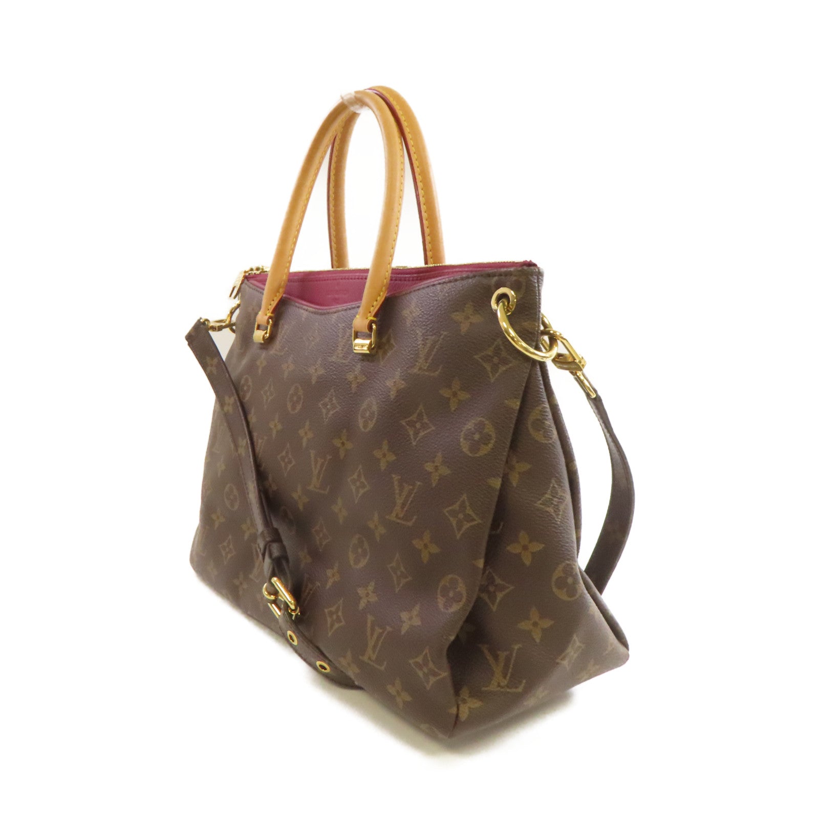 LOUIS VUITTON 【激減優惠】Monogram Pallas 2Way Shoulder Bag金扣手挽肩背兩用袋啡色/酒紅色