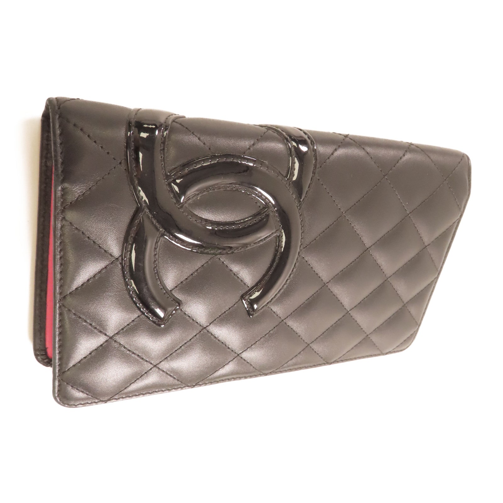 CHANEL 【激減優惠】牛皮皮革Cambon Long Wallet銀扣長錢包黑色