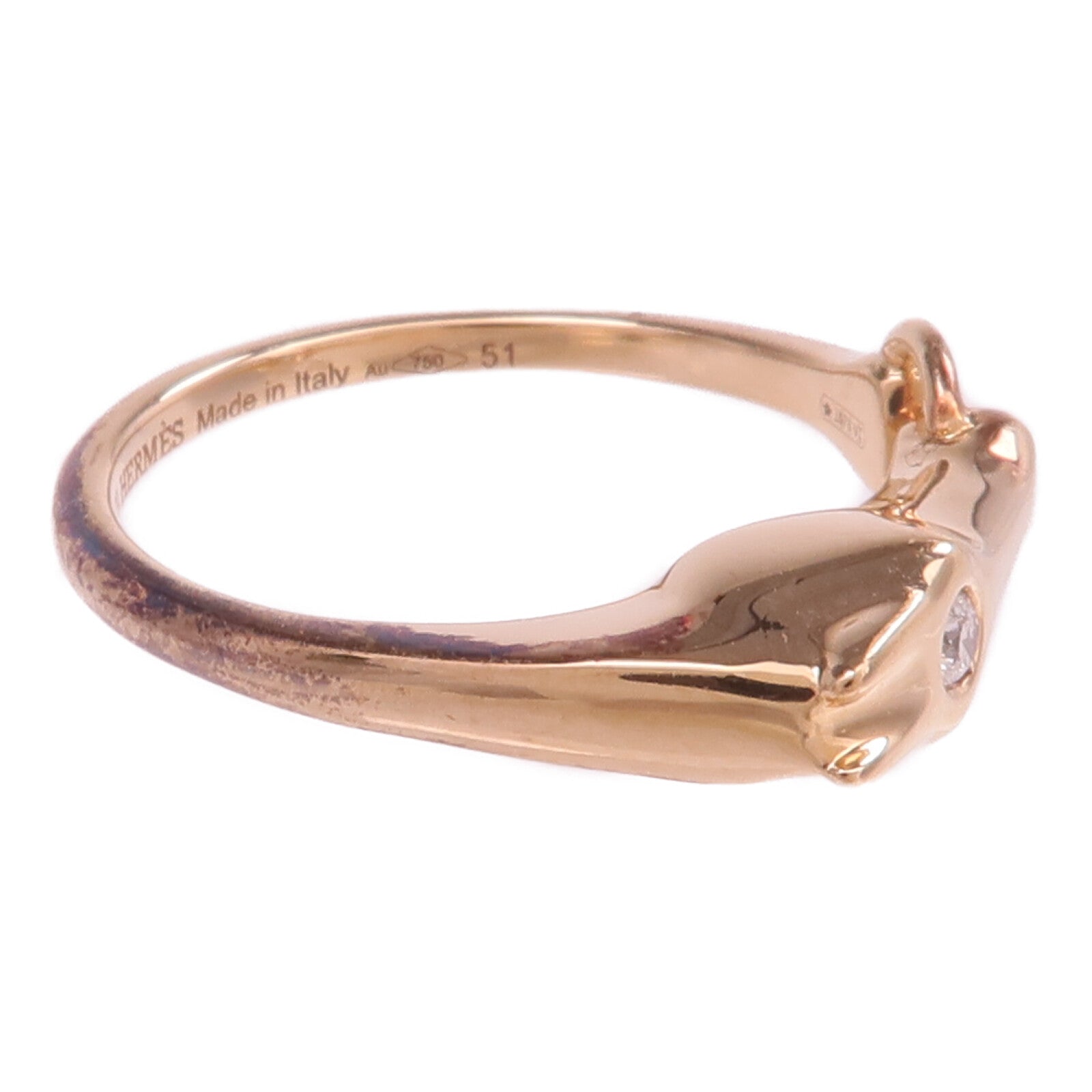 HERMES 18K玫瑰金Galop Ring戒指Hermes#51/US#5.75