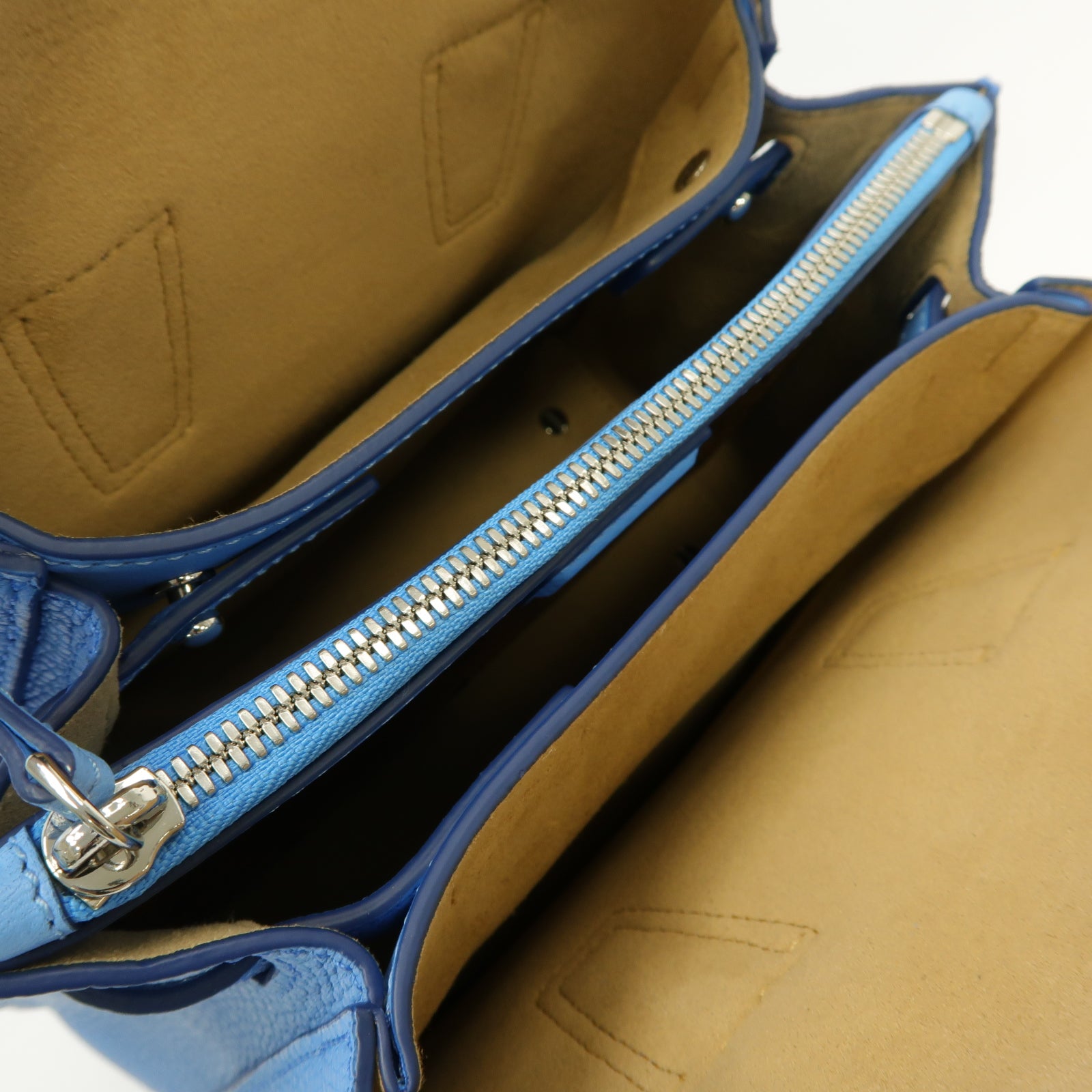 MCM 牛皮皮革2way Shoulder Bag銀扣手挽肩背兩用袋藍色