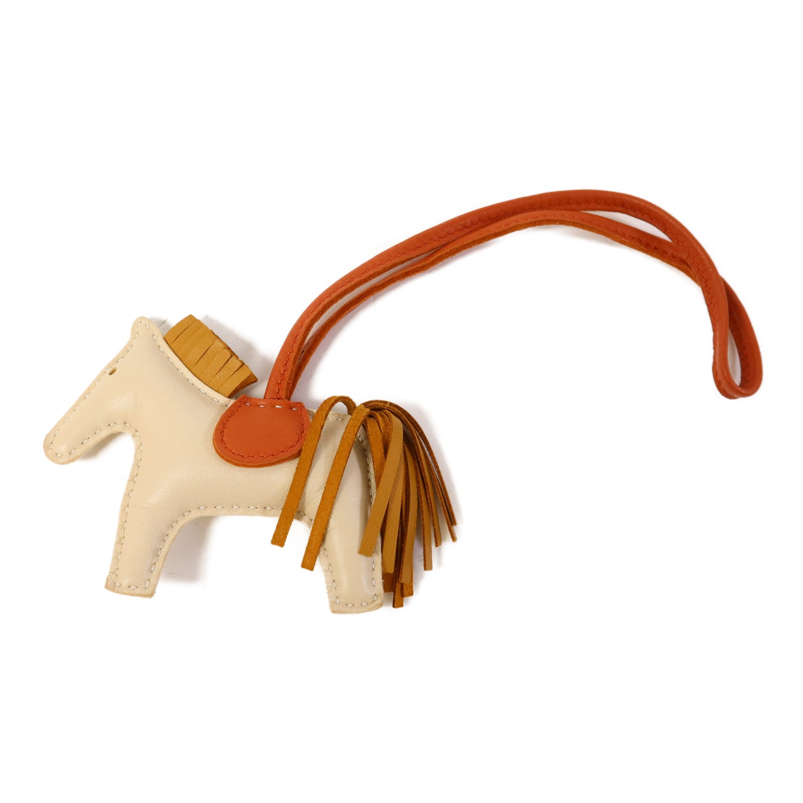 HERMES Milo皮革Rodeo PM掛飾Beige/Brown