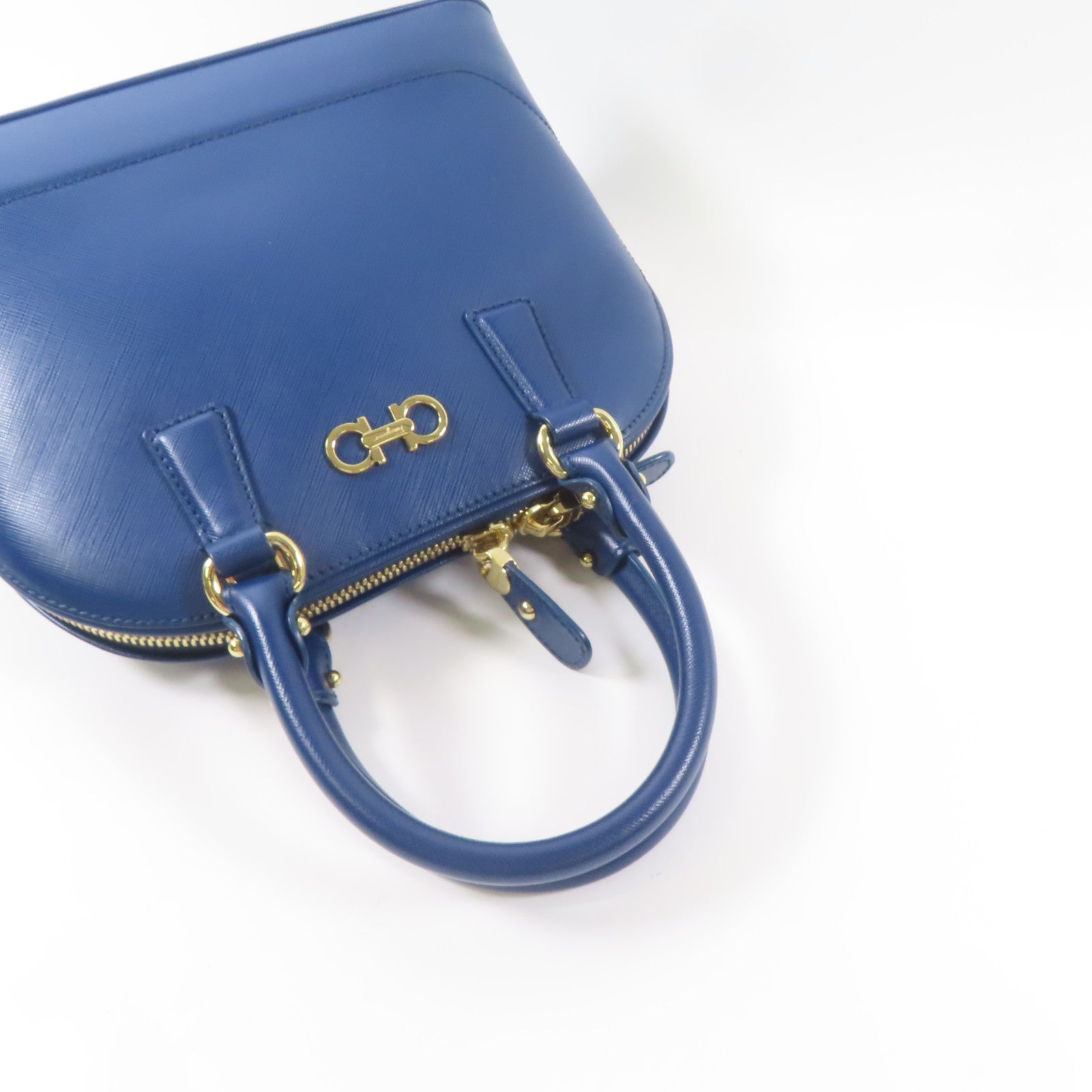Salvatore Ferragamo 牛皮皮革2 Way Shoulder金扣手挽肩背兩用袋藍色