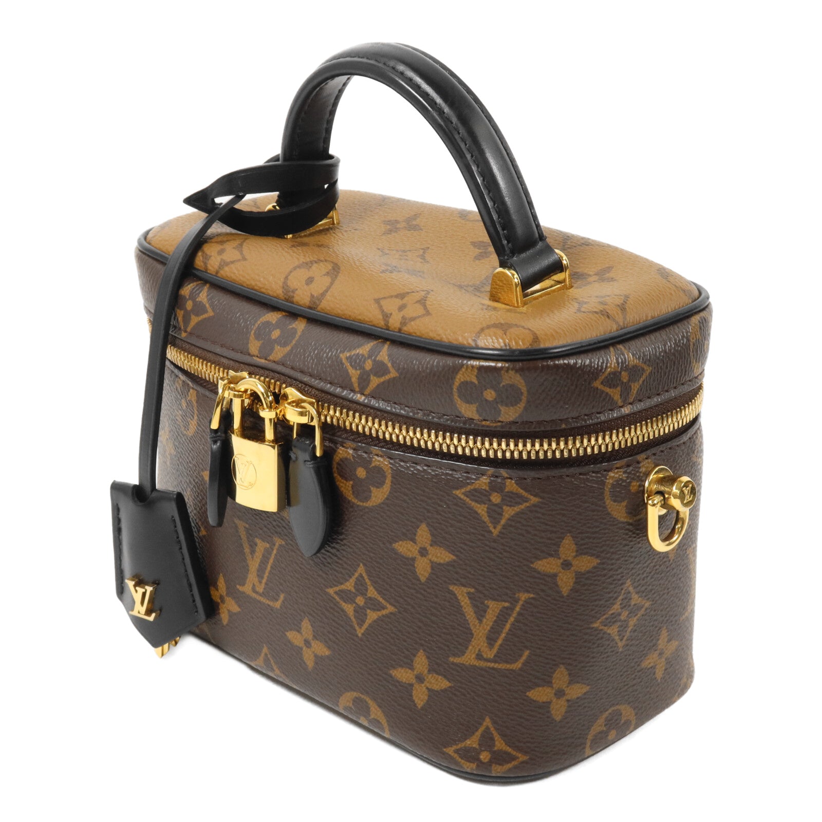 LOUIS VUITTON Monogram Reverse Vanity PM鏈帶手挽肩背兩用袋棕色