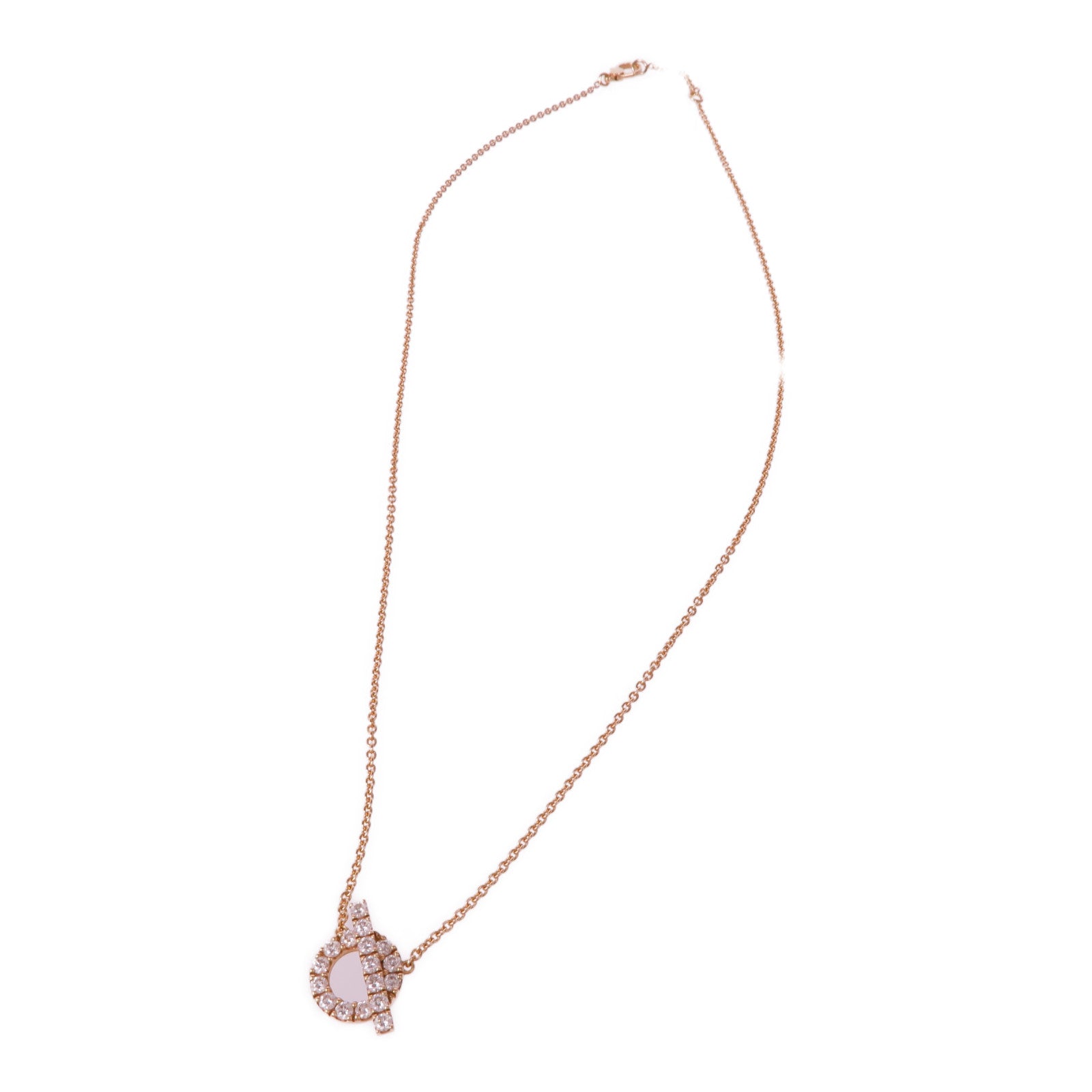 HERMES 18K玫瑰金Finesse Pendant鑽石項鍊