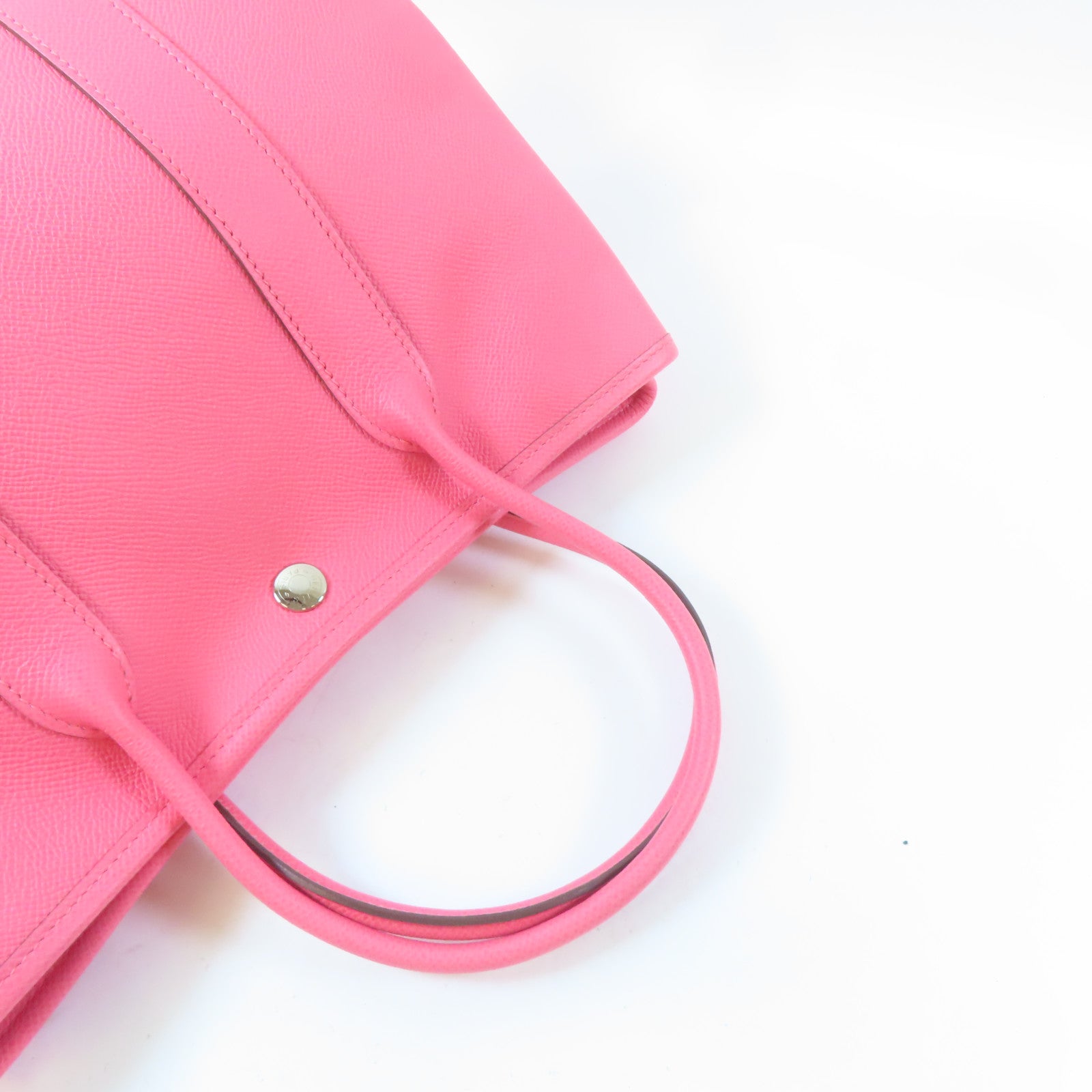 HERMES Veau Epsom皮革Garden Party TPM銀扣手挽袋Rose Azalee/桃色