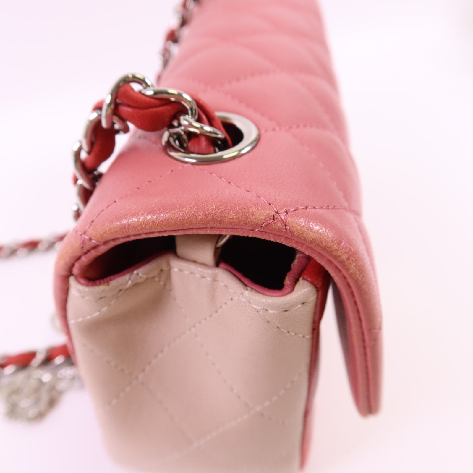 CHANEL 羊皮皮革Classic Flap 20銀扣鏈帶肩背袋