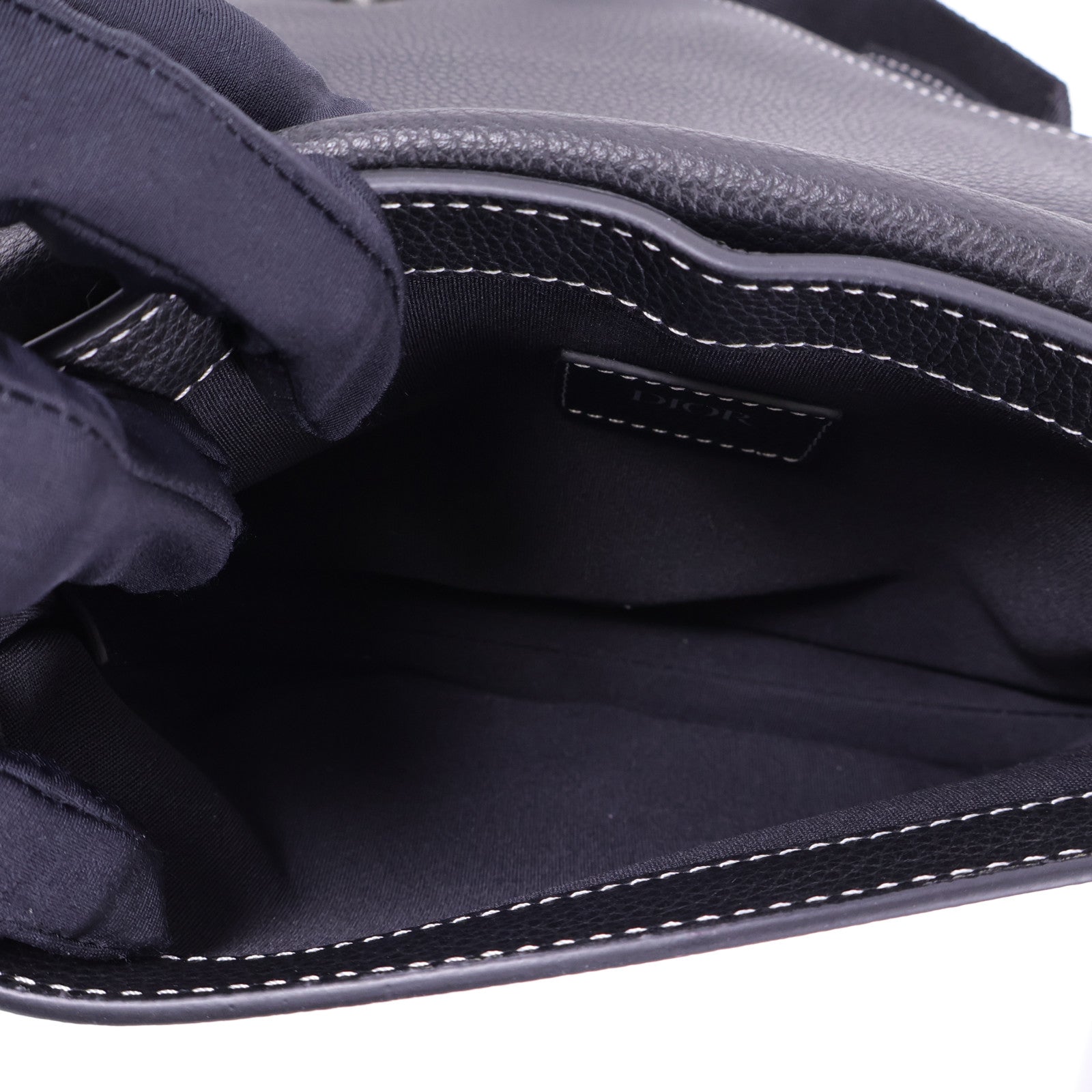 Dior 牛皮皮革Saddle Bag銀扣肩背袋