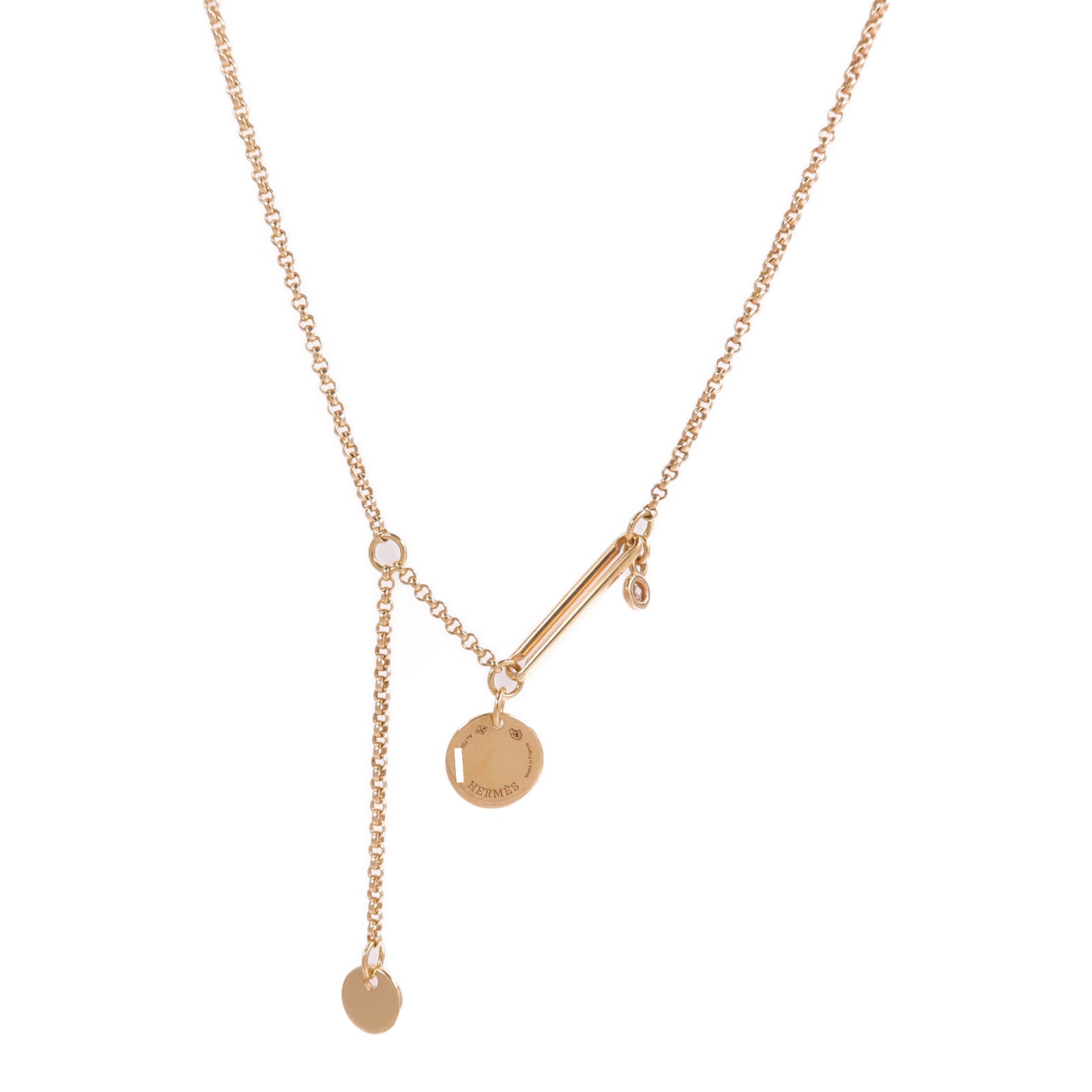 HERMES 18K玫瑰金Ex-Libris Necklace鑽石項鍊