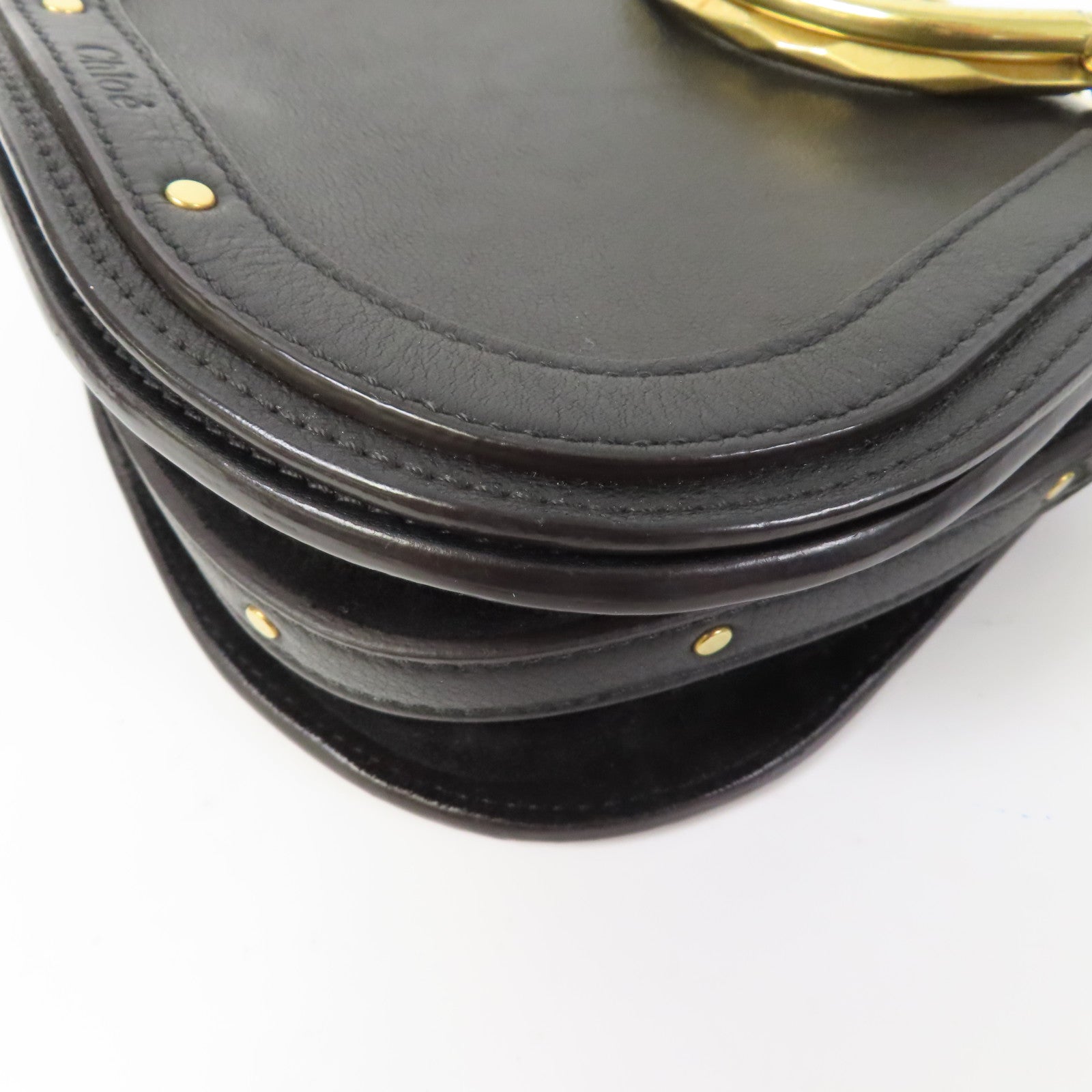 Chloe 牛皮皮革Shoulder Bag金扣肩背袋黑色