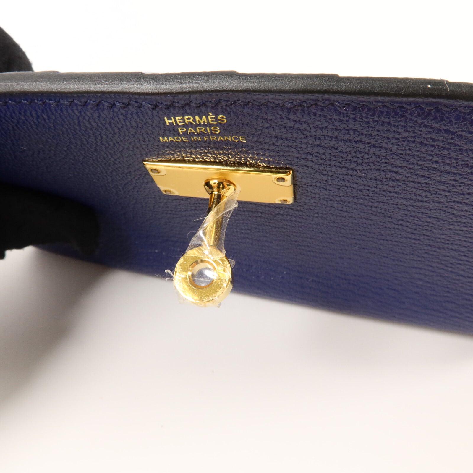 HERMES Chevre皮革Kelly Depliant Medium Wallet錢包Bleu Encre