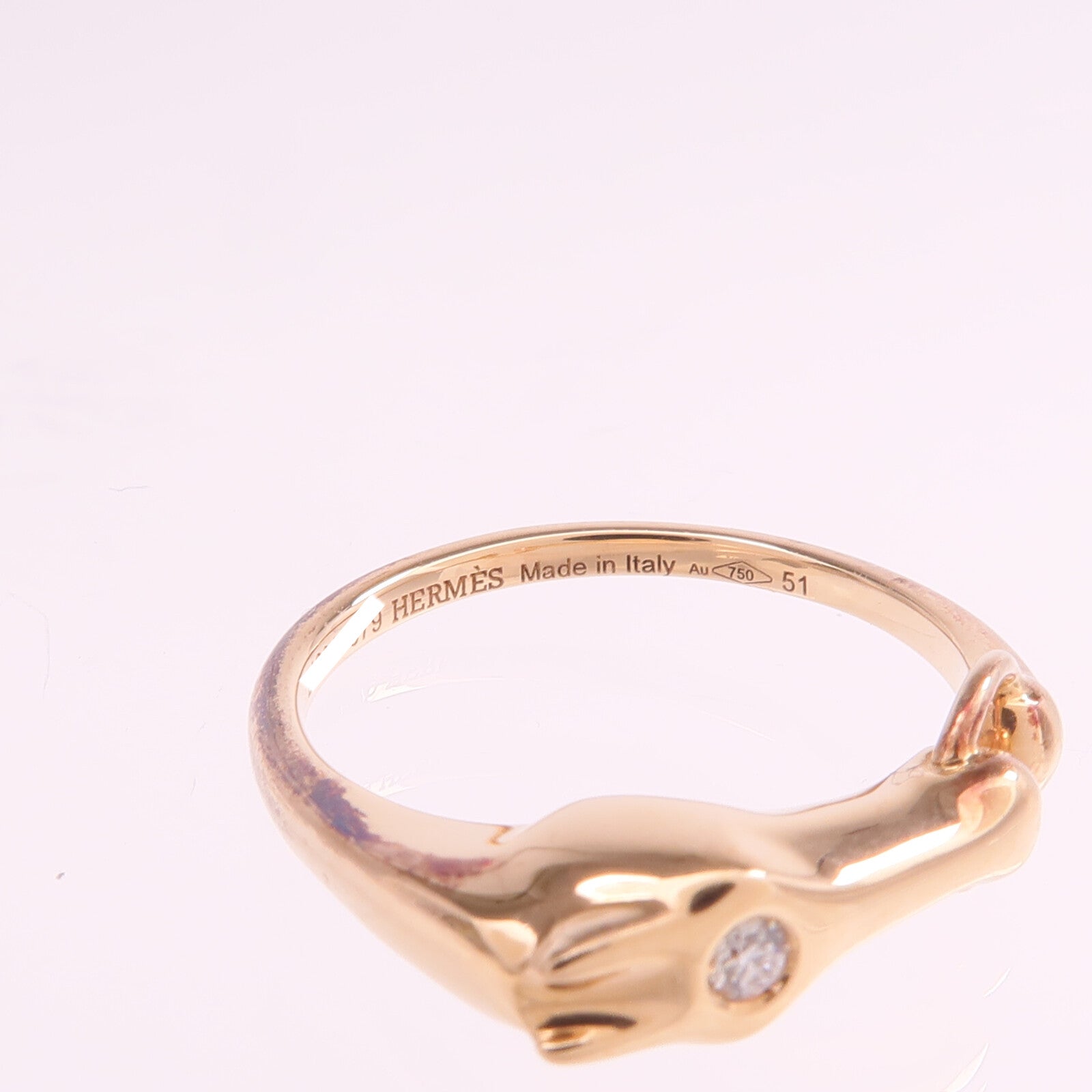 HERMES 18K玫瑰金Galop Ring戒指Hermes#51/US#5.75
