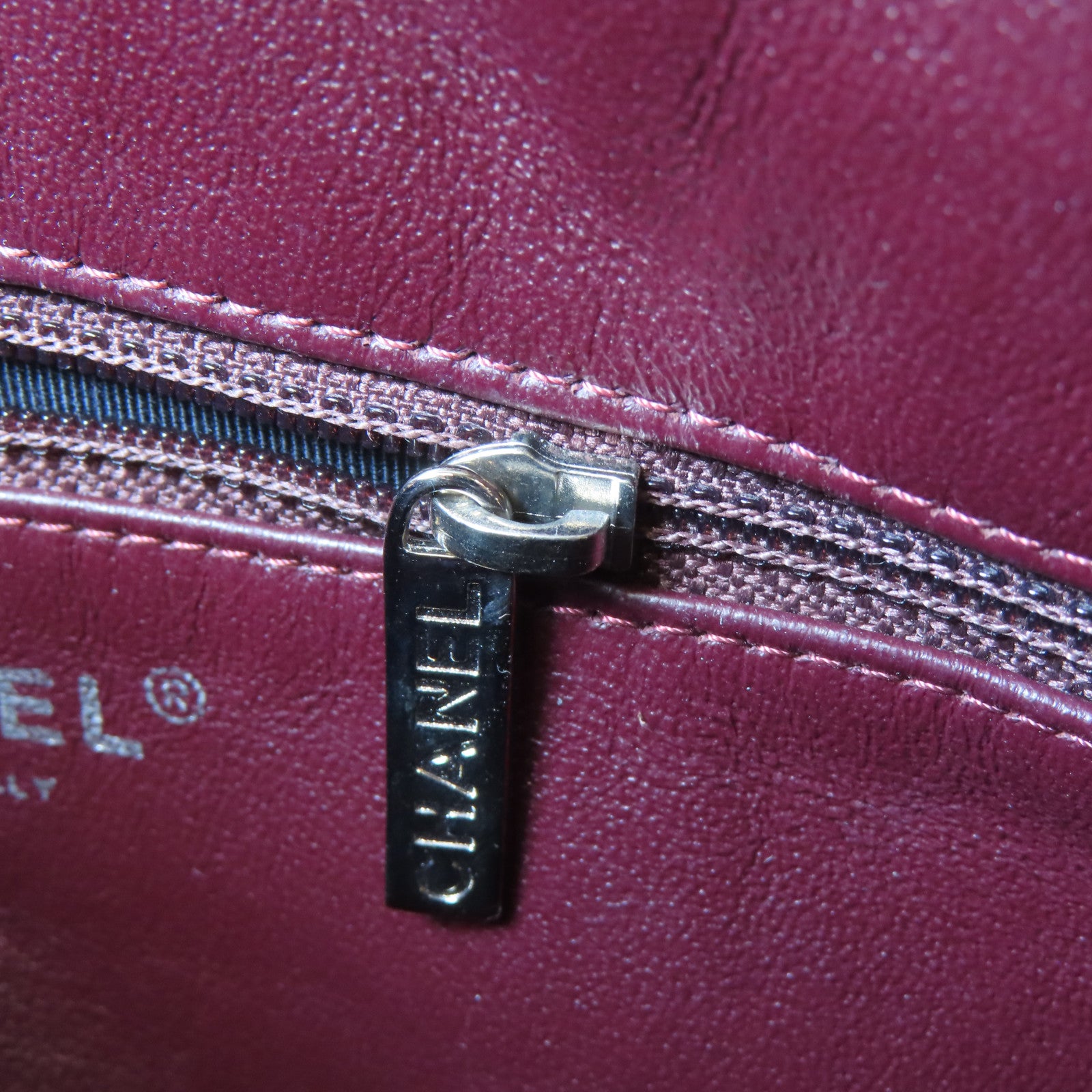 CHANEL 菱格羊皮皮革Chain Shoulder銀扣鏈帶肩背袋黑色