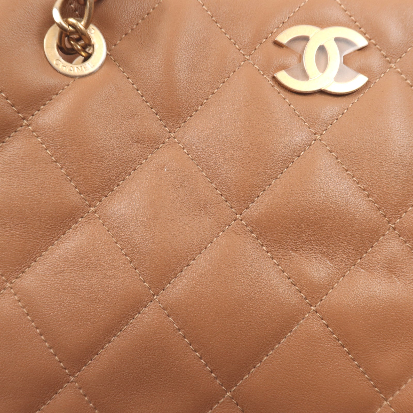 CHANEL 羊皮皮革Tote Bag金扣手挽肩背兩用袋