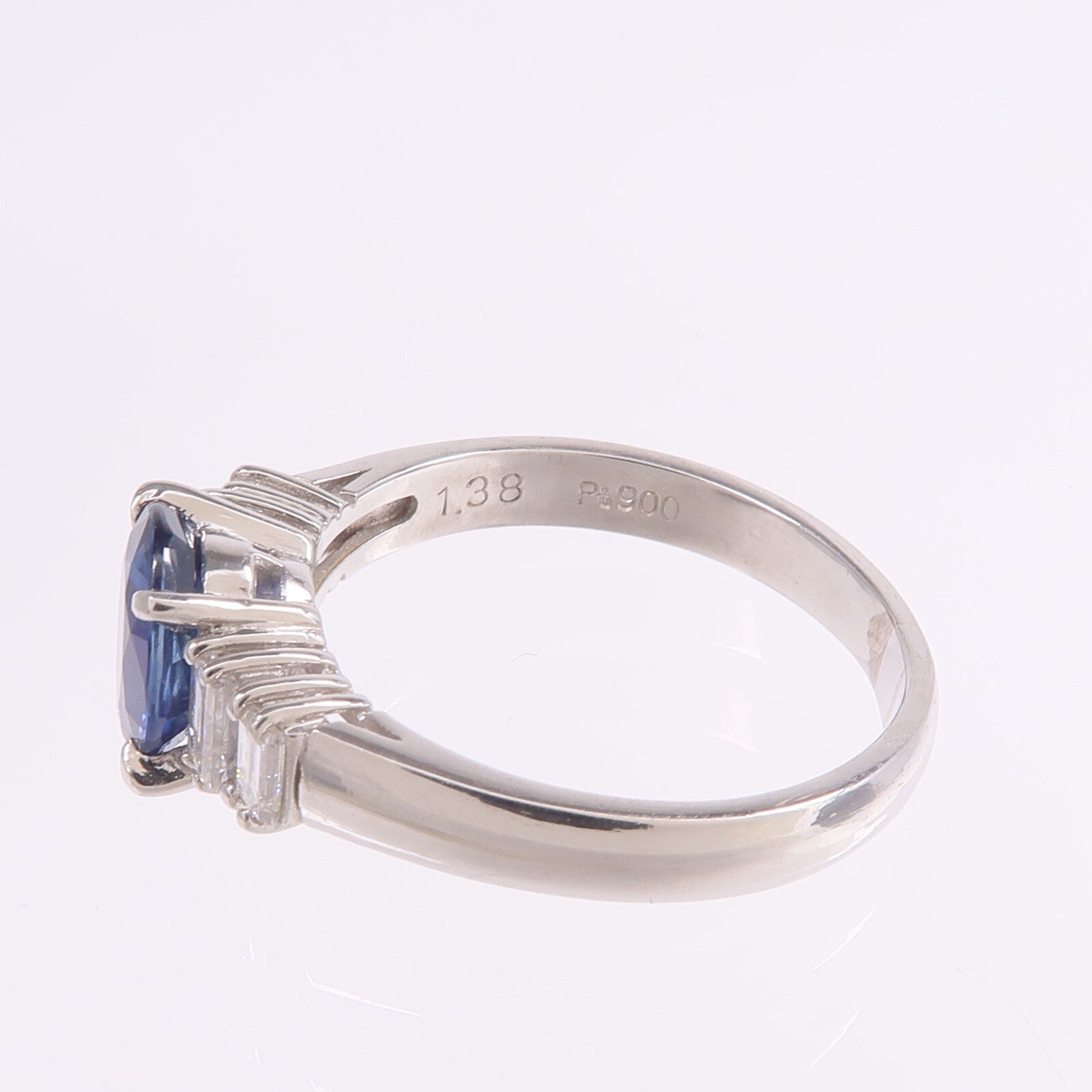 JEWELRY PT900鉑金Sapphire Diamond Ring藍寶石/鑽石戒指US#6.5