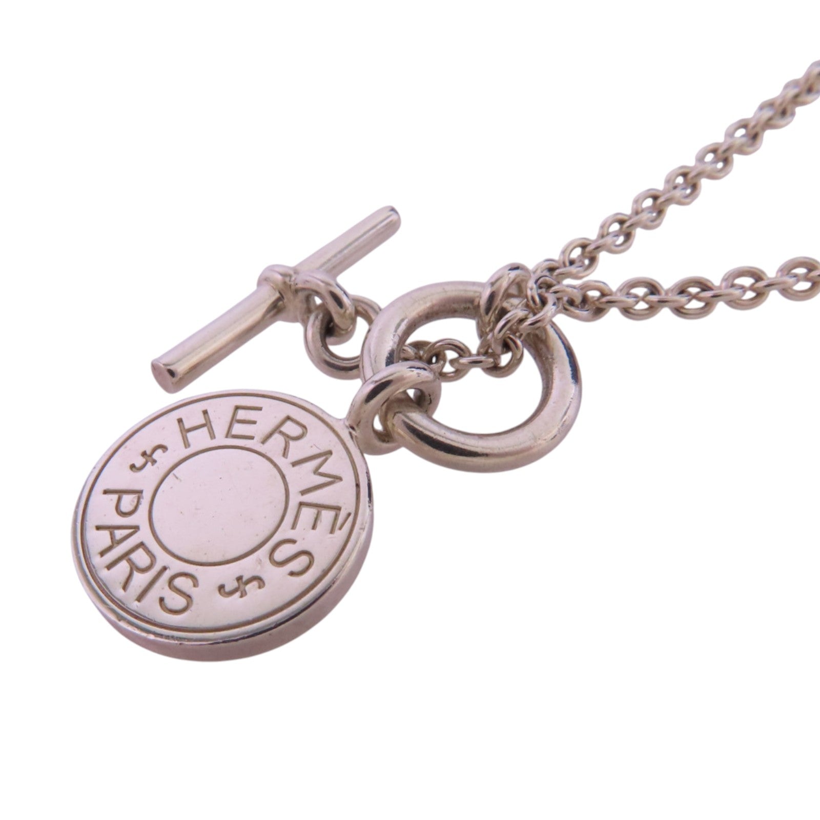 HERMES 925純銀Amulettes Ex-Libris Necklace銀扣項鏈