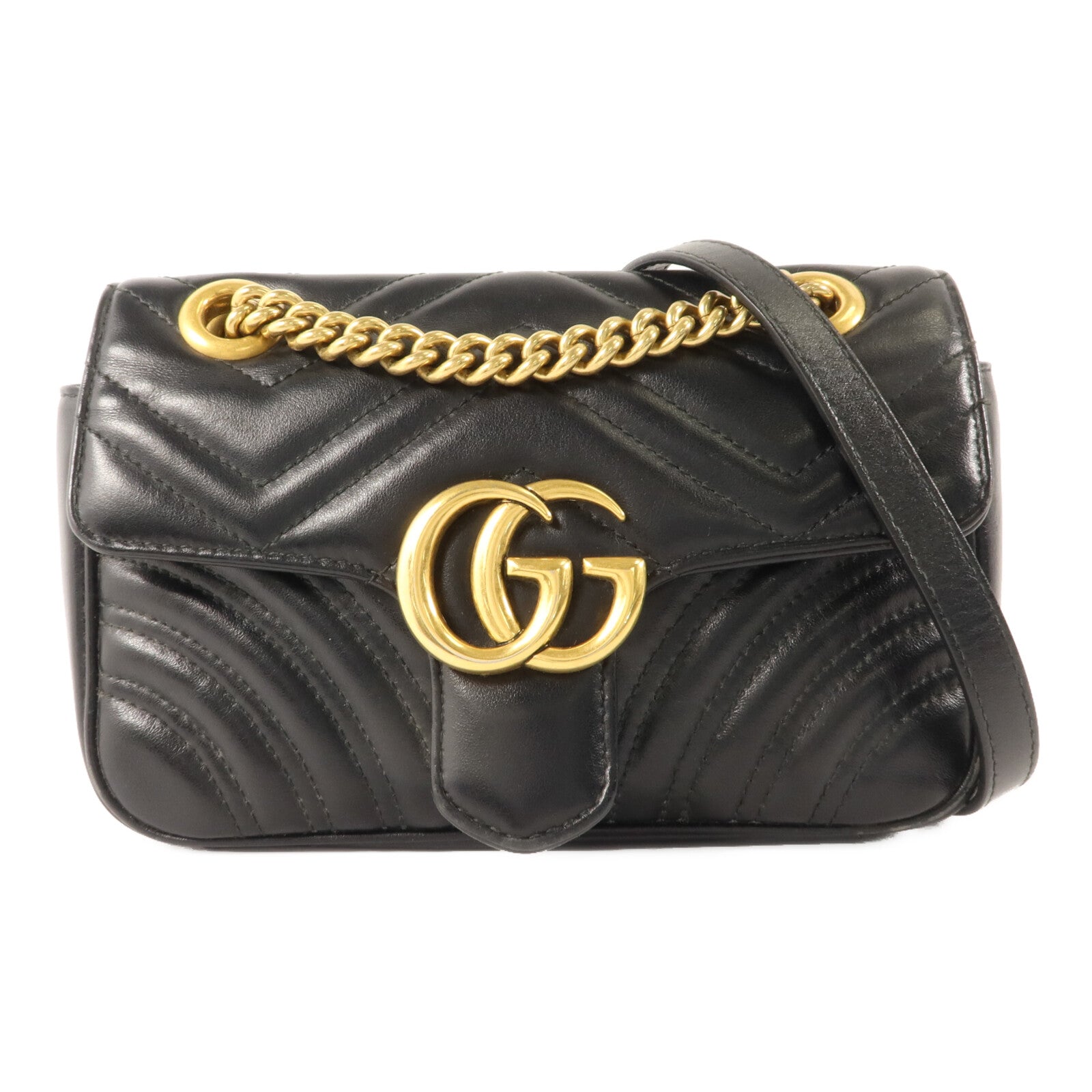 GUCCI 牛皮皮革GG Marmont Small鏈帶肩背袋