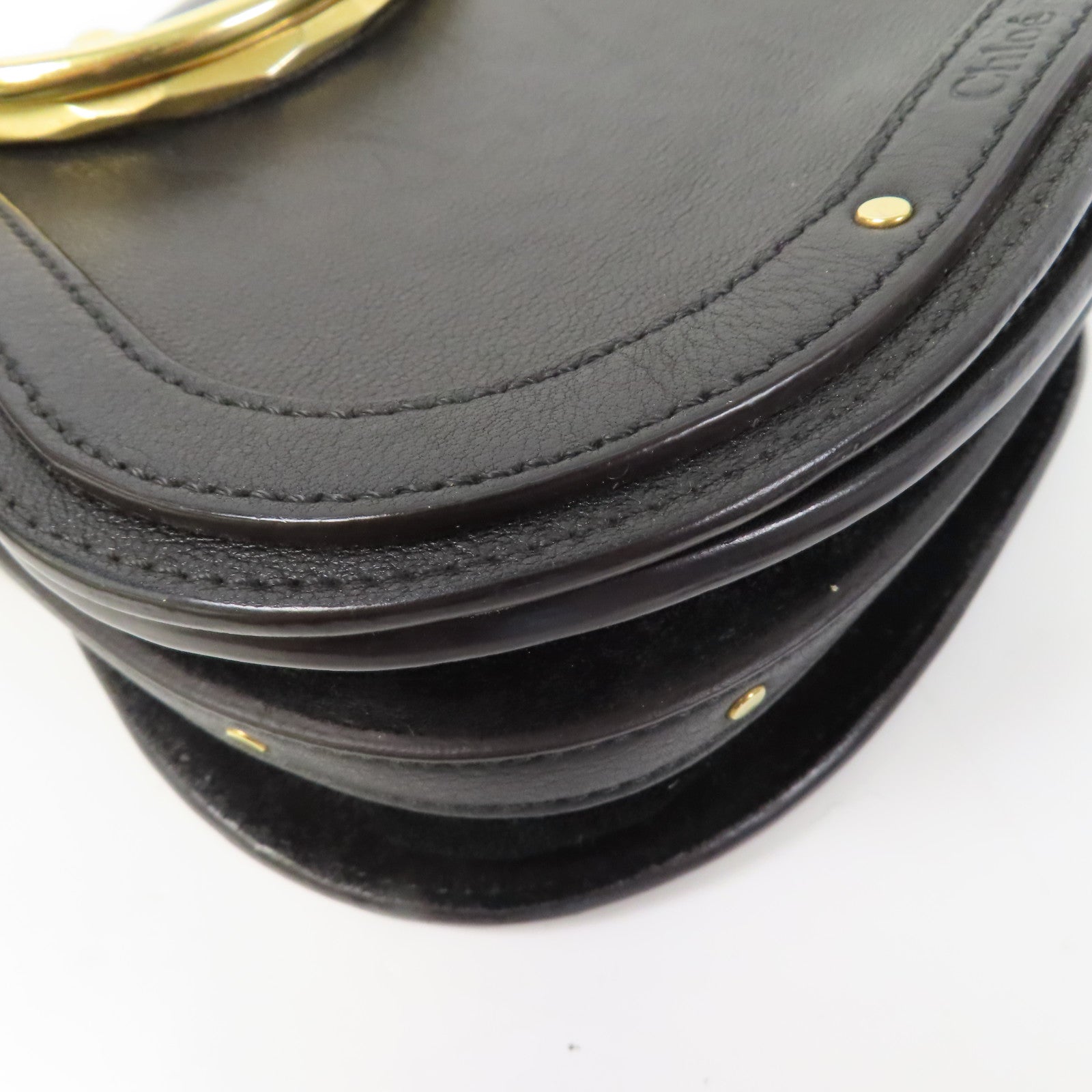 Chloe 牛皮皮革Shoulder Bag金扣肩背袋黑色