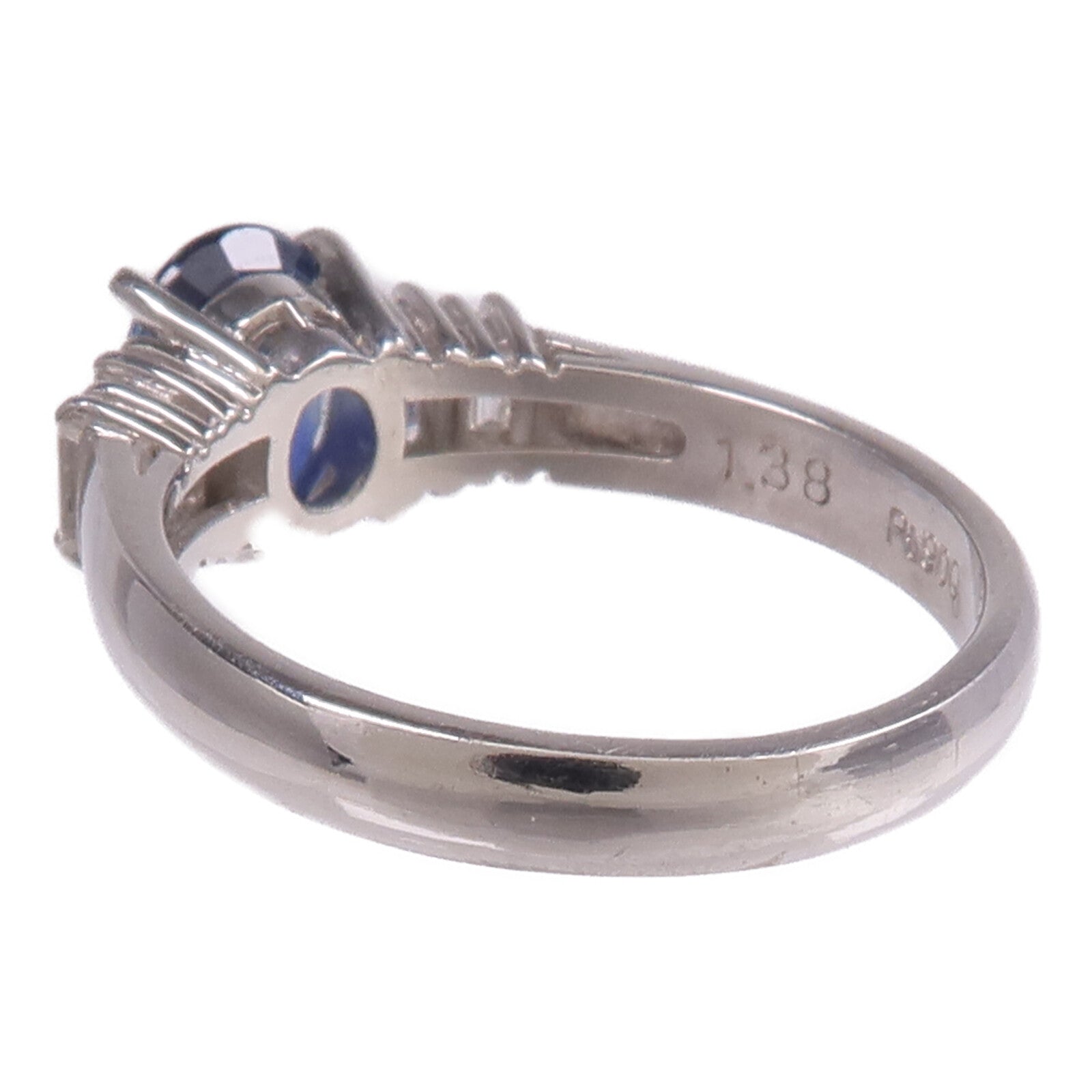 JEWELRY PT900鉑金Sapphire Diamond Ring藍寶石/鑽石戒指US#6.5