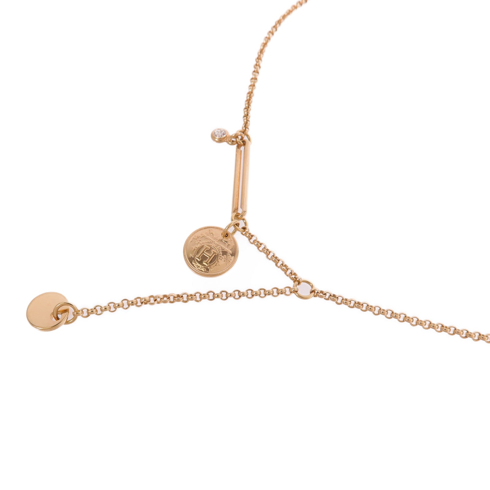HERMES 18K玫瑰金Ex-Libris Necklace鑽石項鍊
