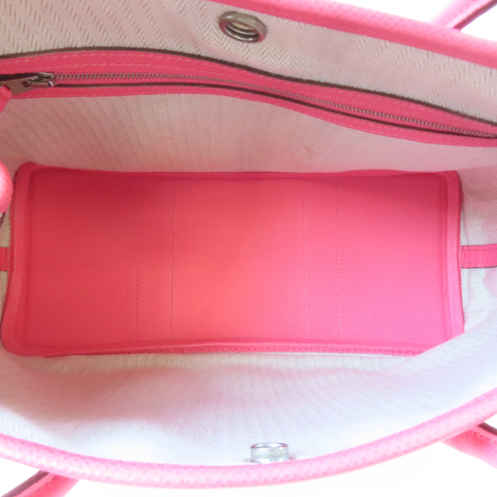 HERMES Veau Epsom皮革Garden Party TPM銀扣手挽袋Rose Azalee/桃色