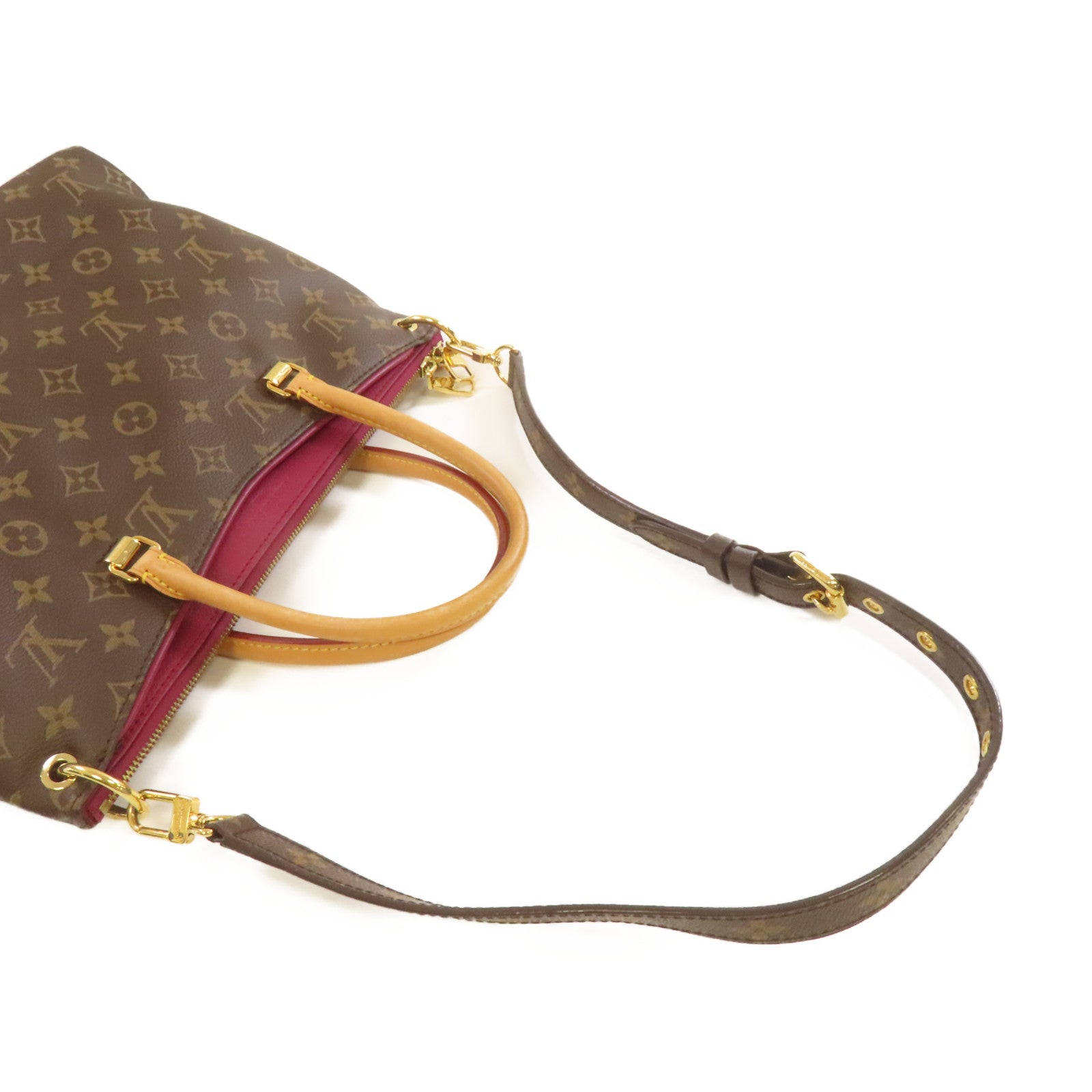 LOUIS VUITTON 【激減優惠】Monogram Pallas 2Way Shoulder Bag金扣手挽肩背兩用袋啡色/酒紅色