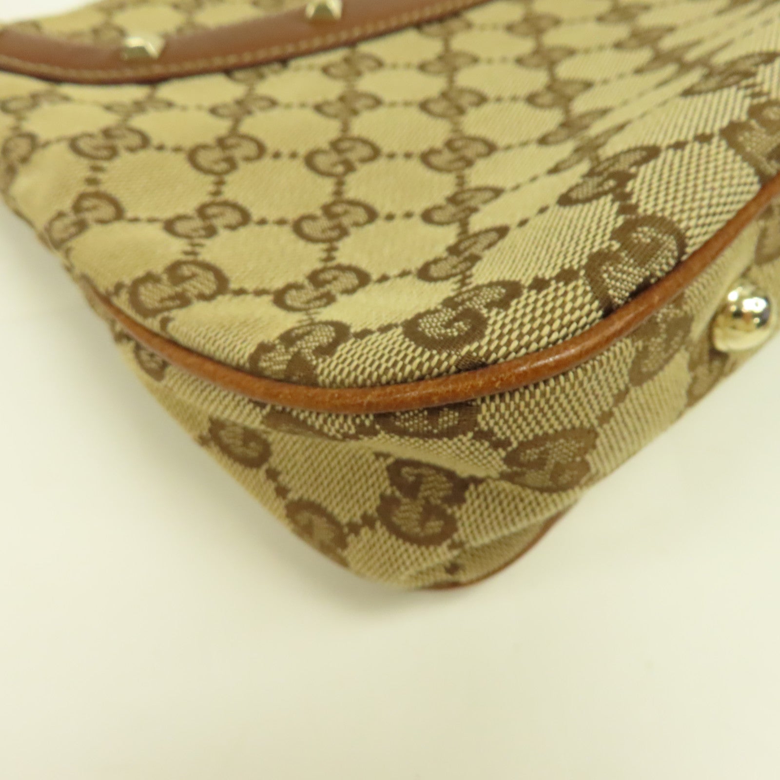 GUCCI 帆布Bamboo Hand Bag金扣手挽袋啡色