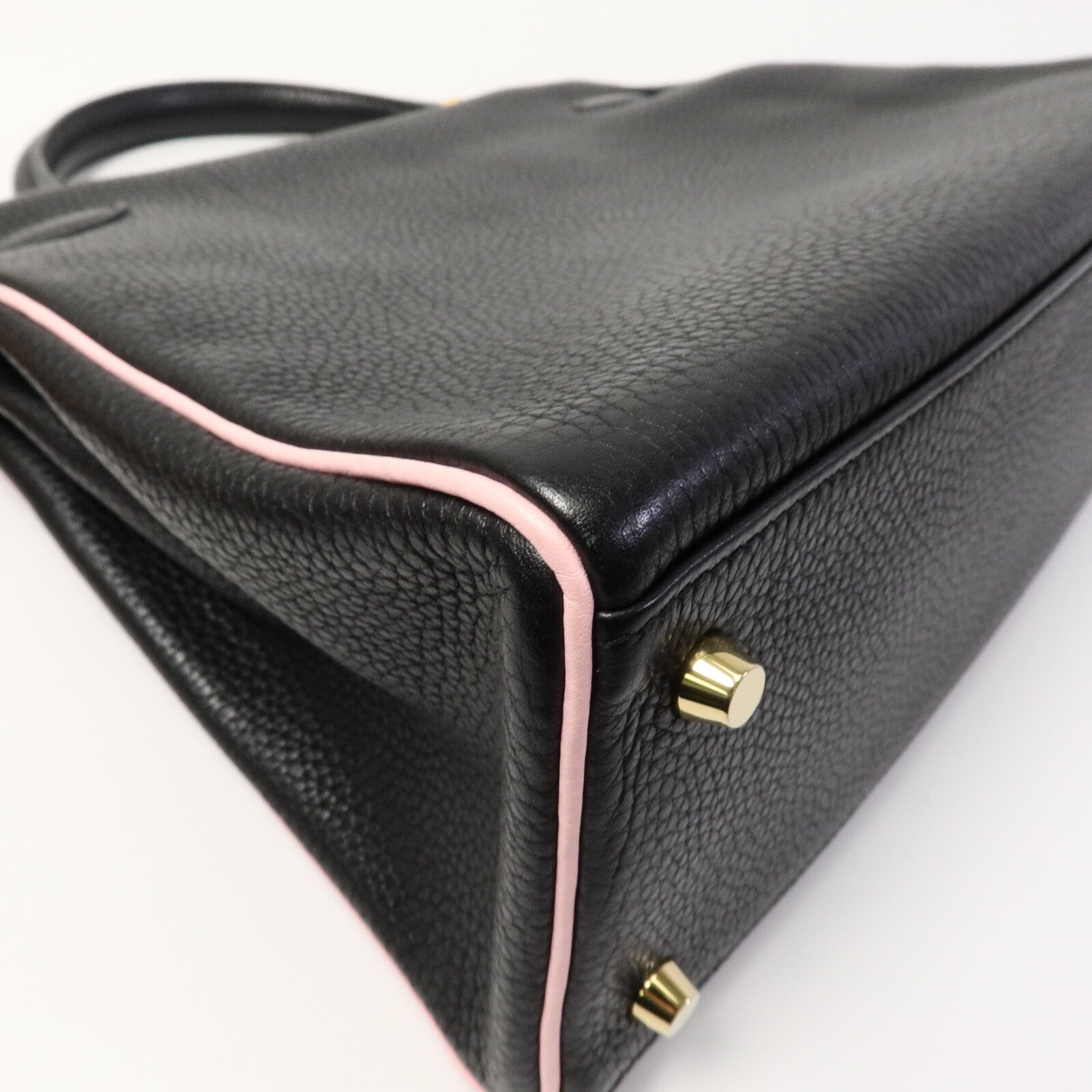 HERMES Togo皮革Kelly 32(Name mark)手挽肩背兩用袋Noir/Rose Sakura