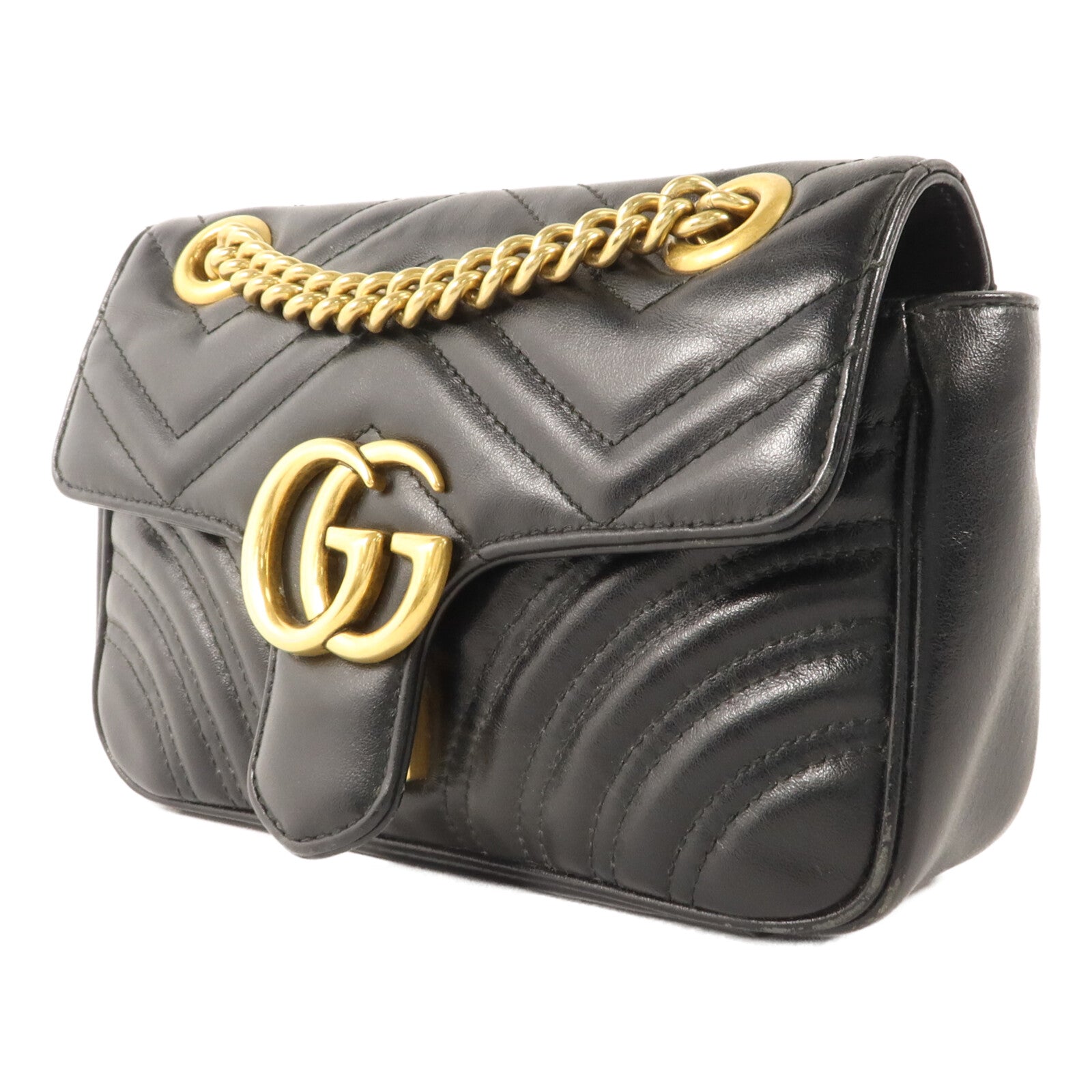 GUCCI 牛皮皮革GG Marmont Small鏈帶肩背袋