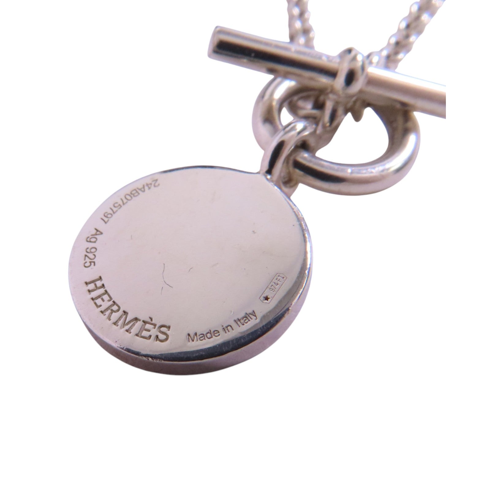 HERMES 925純銀Amulettes Ex-Libris Necklace銀扣項鏈
