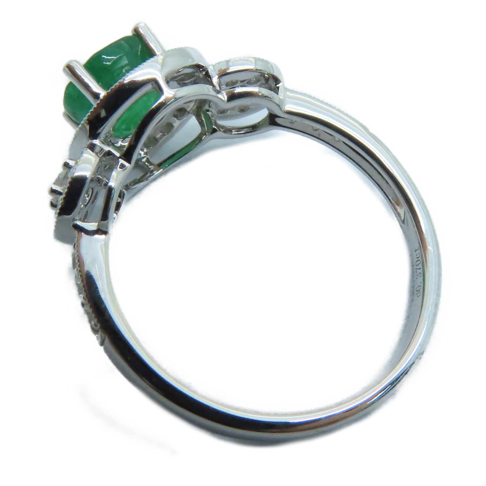 JEWELRY 【激減優惠】18K白金Emerald Ring 1.05ct綠寶石/0.378ct鑽石戒指US＃6