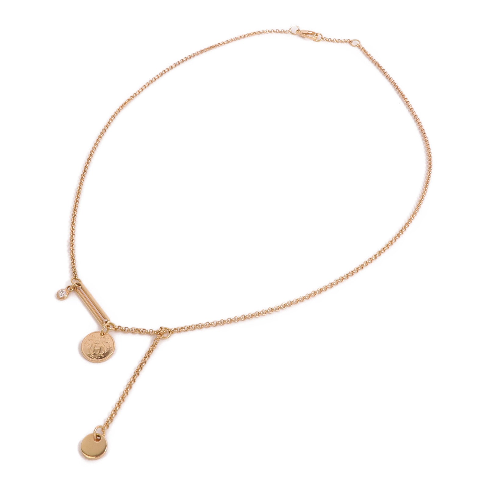 HERMES 18K玫瑰金Ex-Libris Necklace鑽石項鍊