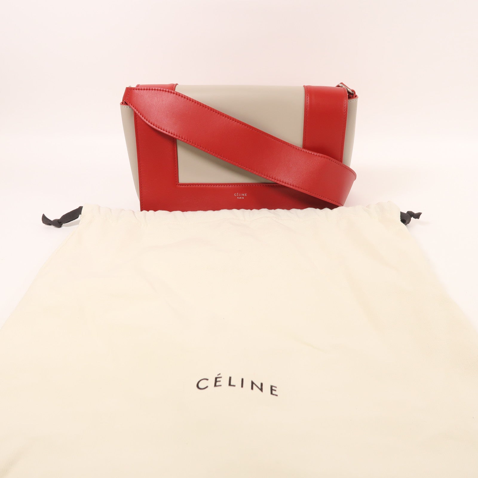 CELINE 牛皮皮革Frame銀扣肩背袋