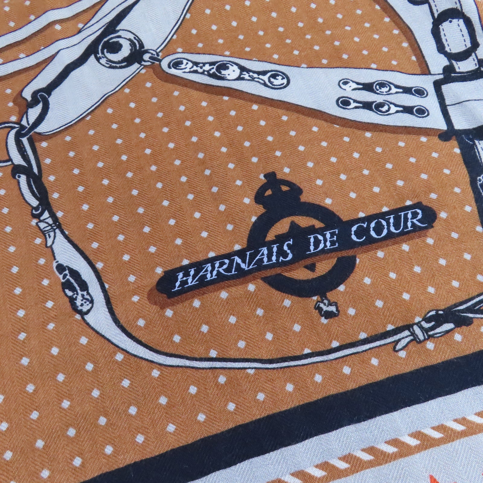 HERMES Scarf Scarves Silk Brown