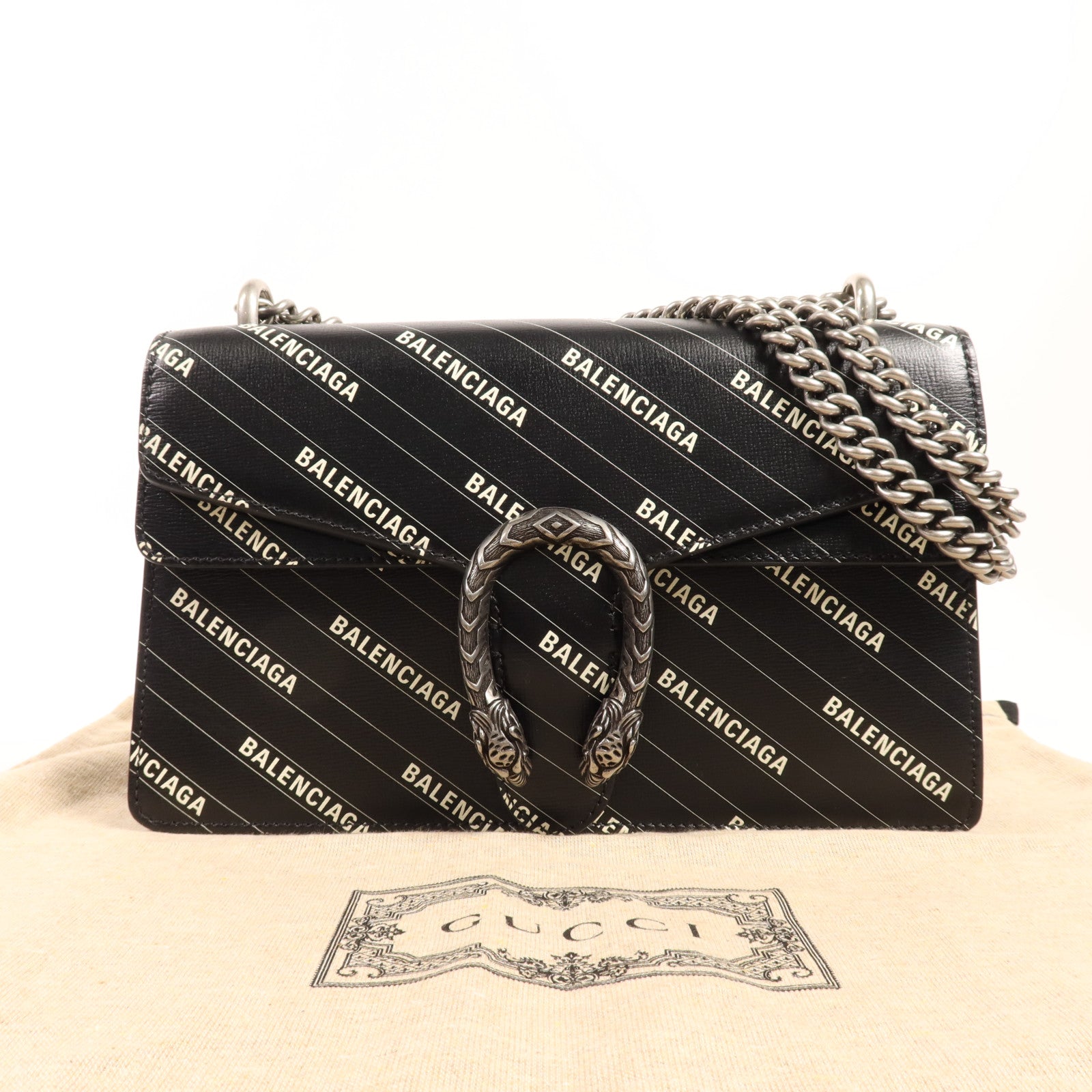 GUCCI 牛皮皮革Gucci x Balenciaga Shoulder Bag銀扣肩背袋