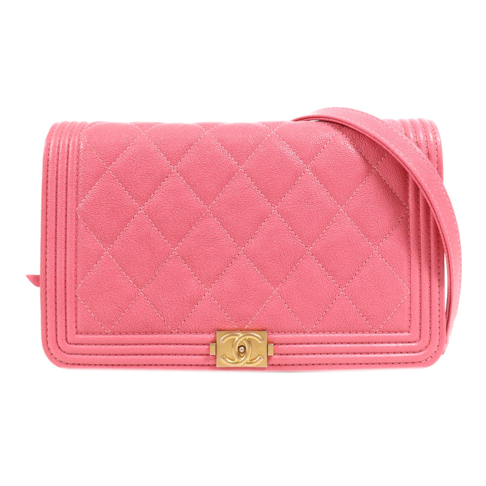 CHANEL 【激減優惠】牛皮皮革WOC Wallet On Chain金扣肩背袋