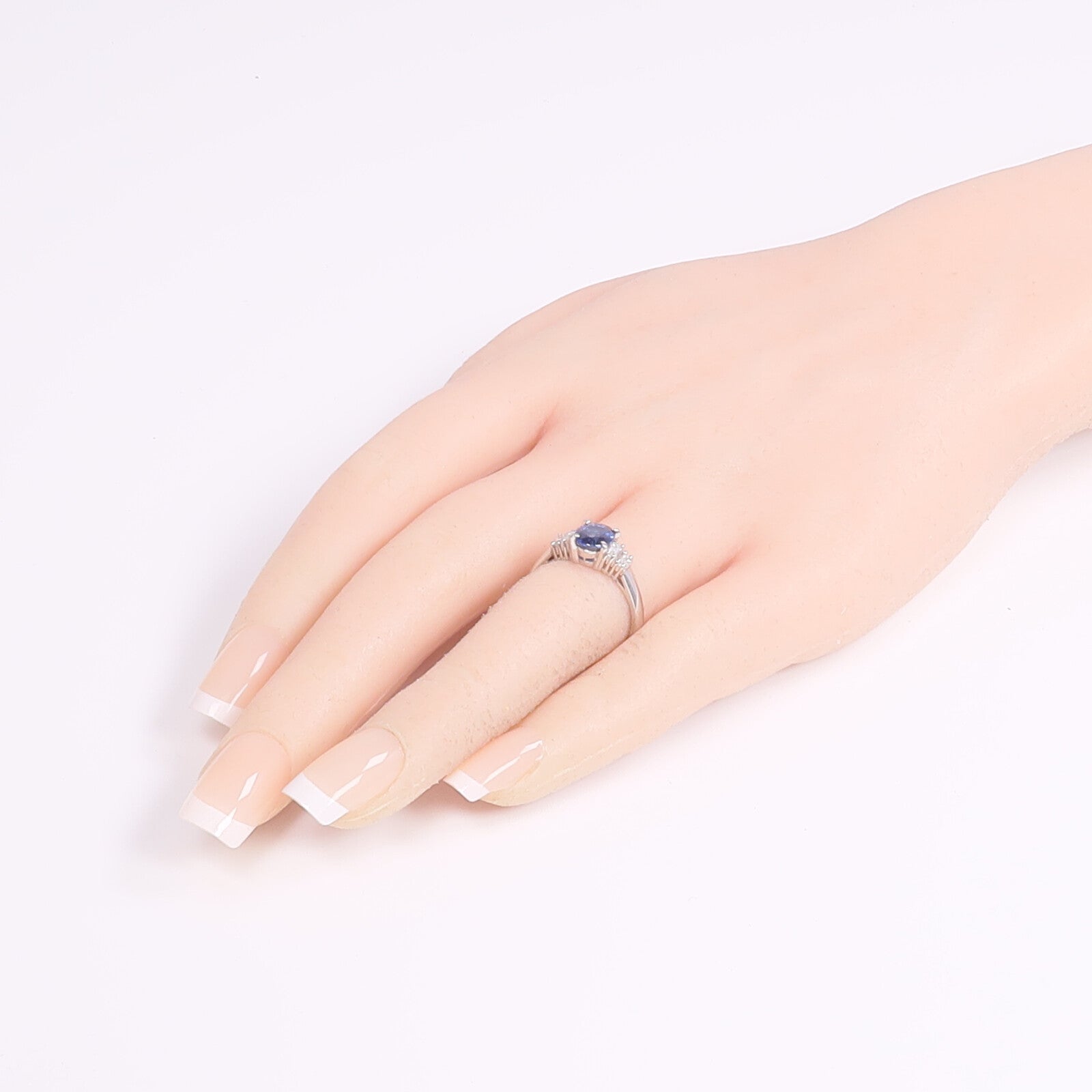 JEWELRY PT900鉑金Sapphire Diamond Ring藍寶石/鑽石戒指US#6.5