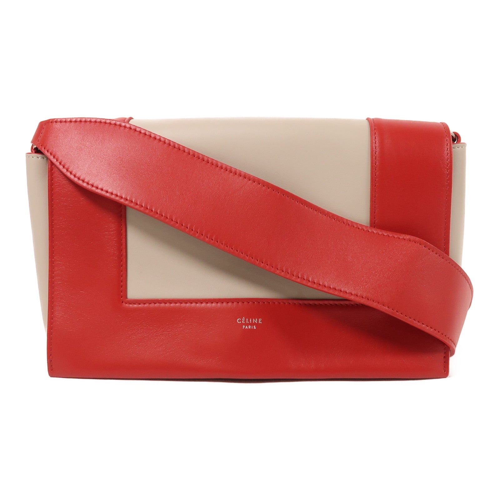 CELINE 牛皮皮革Frame銀扣肩背袋