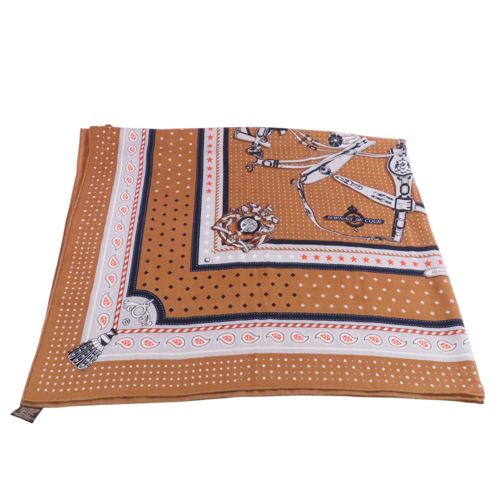 HERMES Scarf Scarves Silk Brown