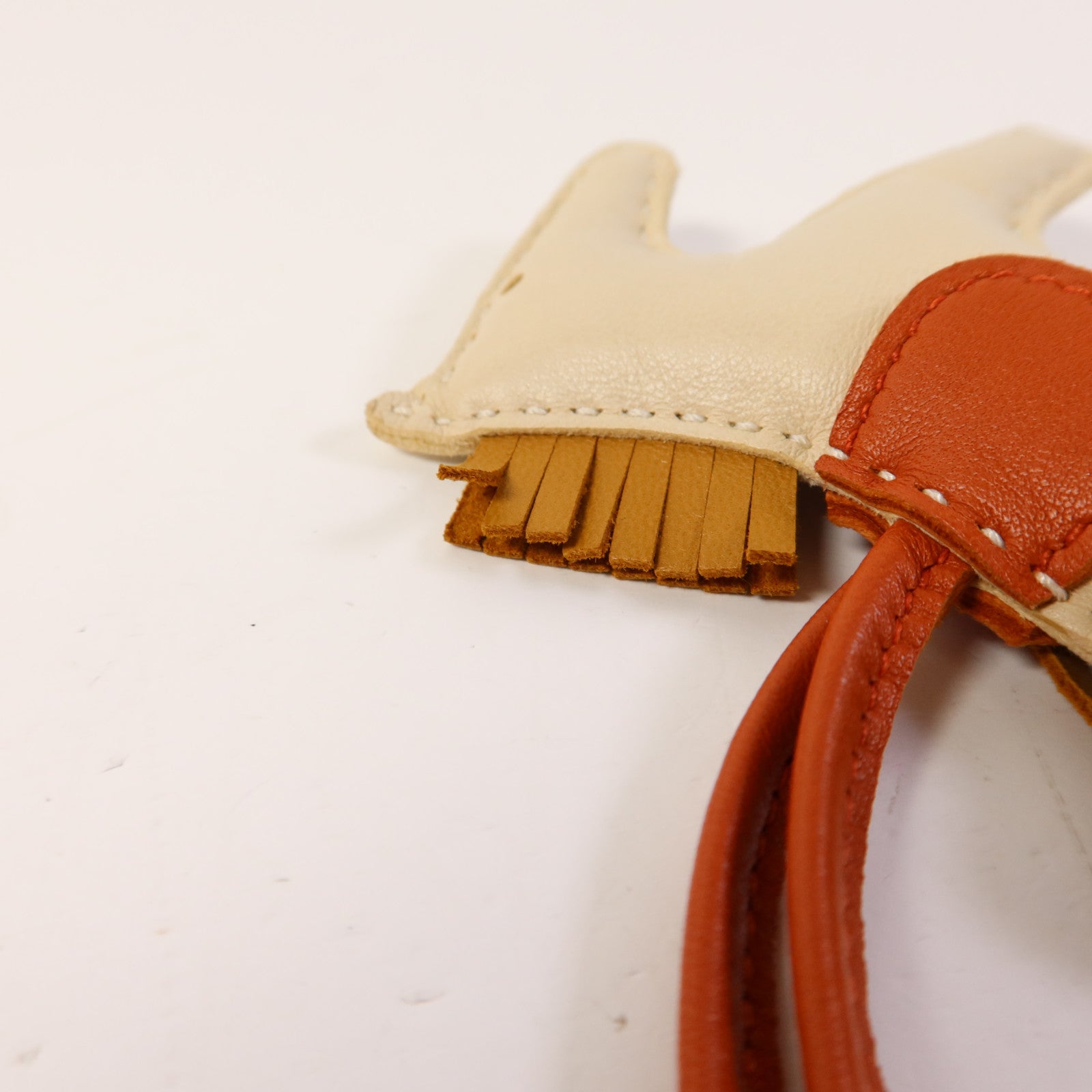 HERMES Milo皮革Rodeo PM掛飾Beige/Brown