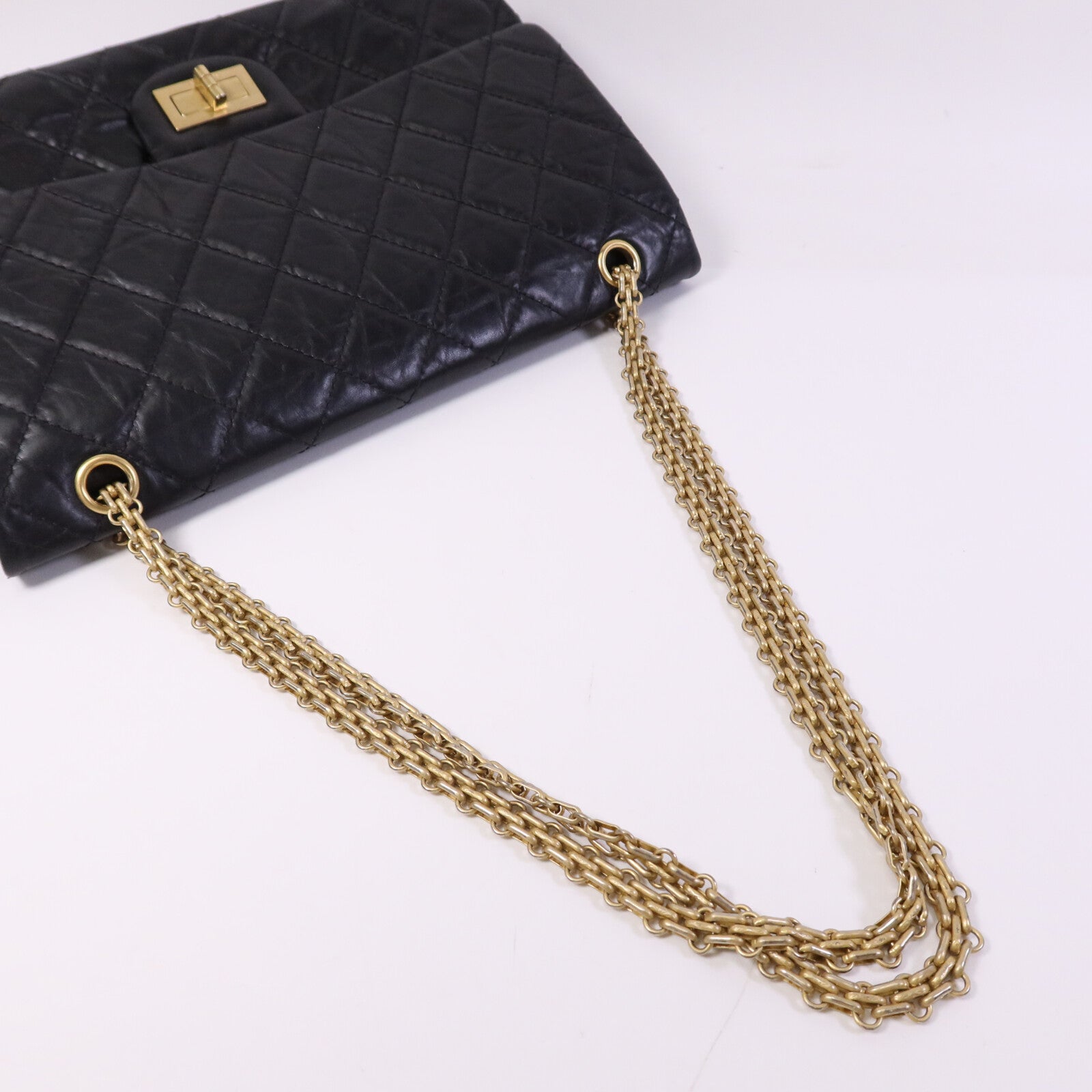 CHANEL 【激減優惠】牛皮皮革2.55 Large金扣鏈帶肩背袋