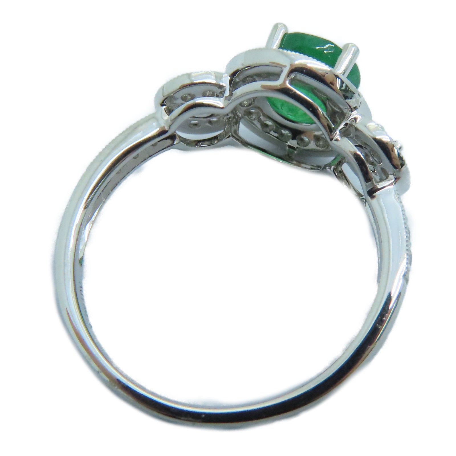JEWELRY 【激減優惠】18K白金Emerald Ring 1.05ct綠寶石/0.378ct鑽石戒指US＃6