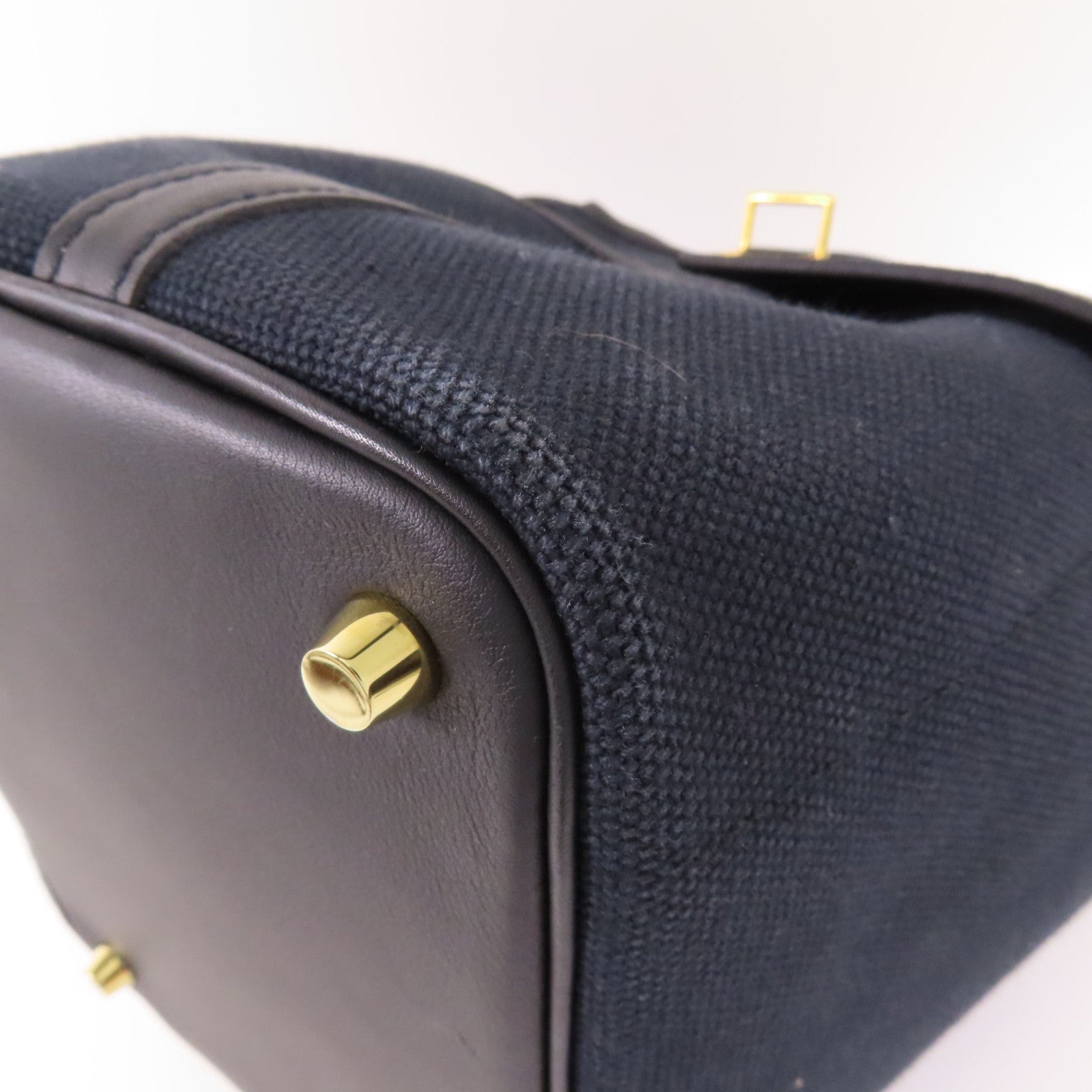 HERMES 帆布/Swift皮革Picotin PM Cargo金扣手挽袋Noir