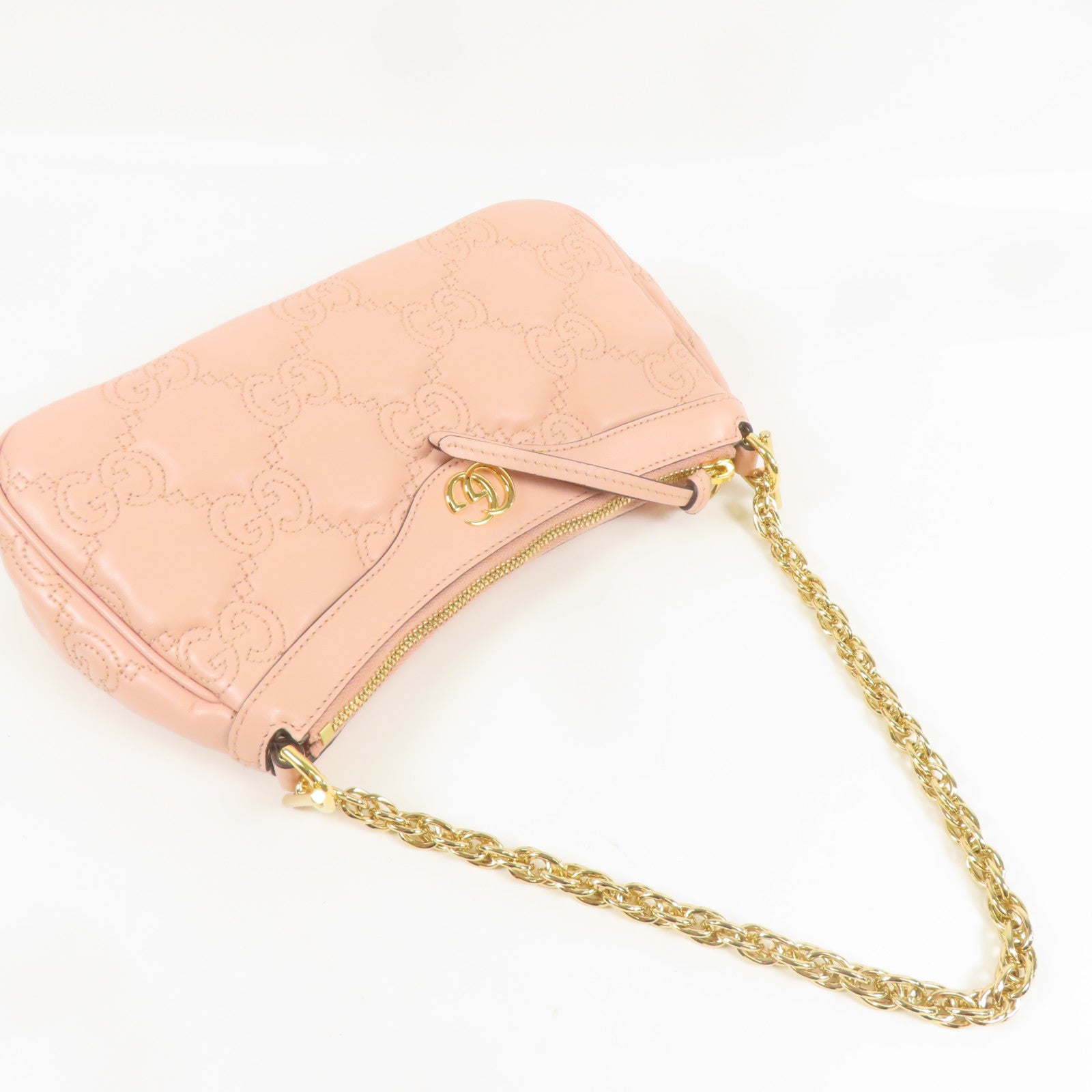 GUCCI 牛皮皮革GG Matelasse金扣鏈帶肩背袋