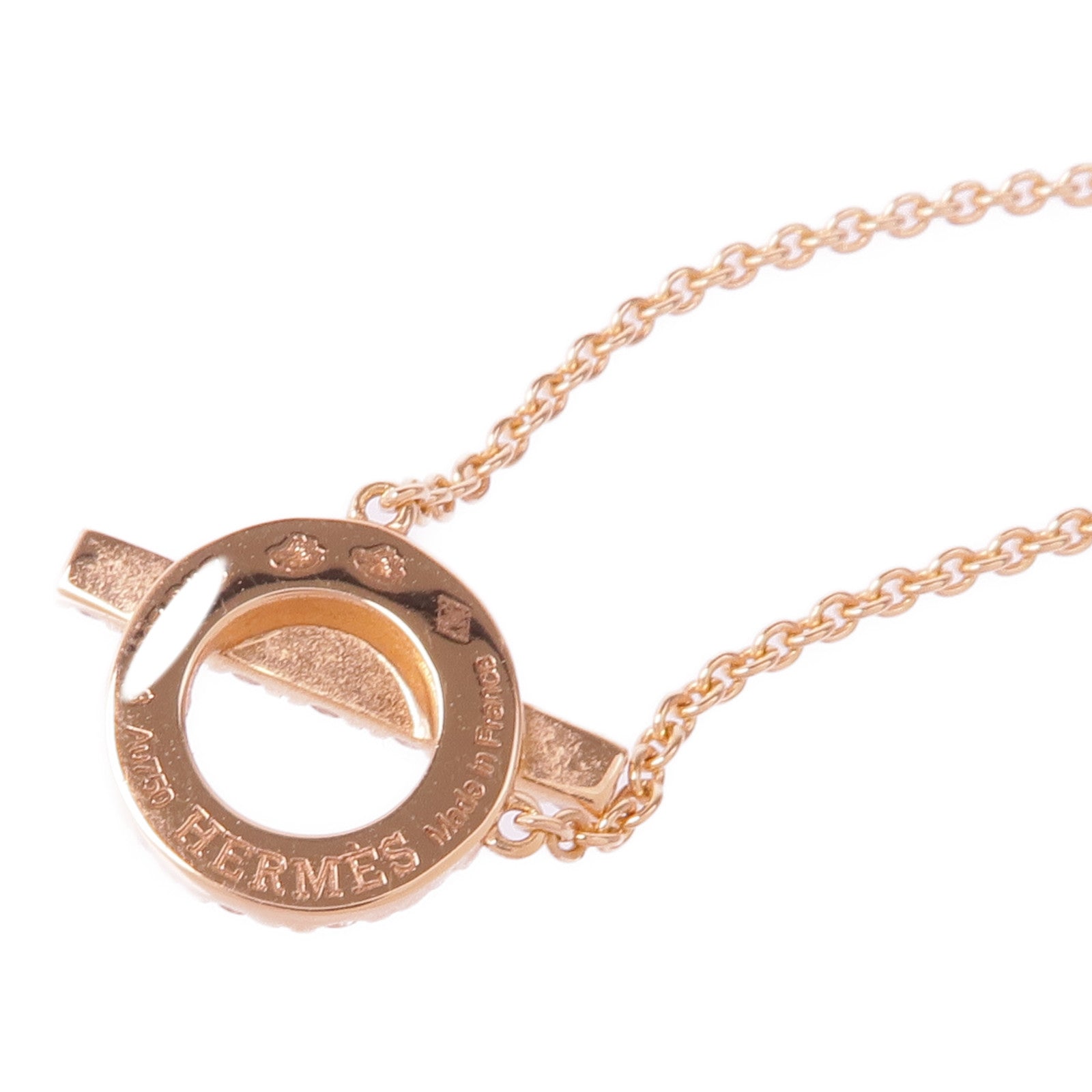 HERMES 18K玫瑰金Finesse Pendant鑽石項鍊