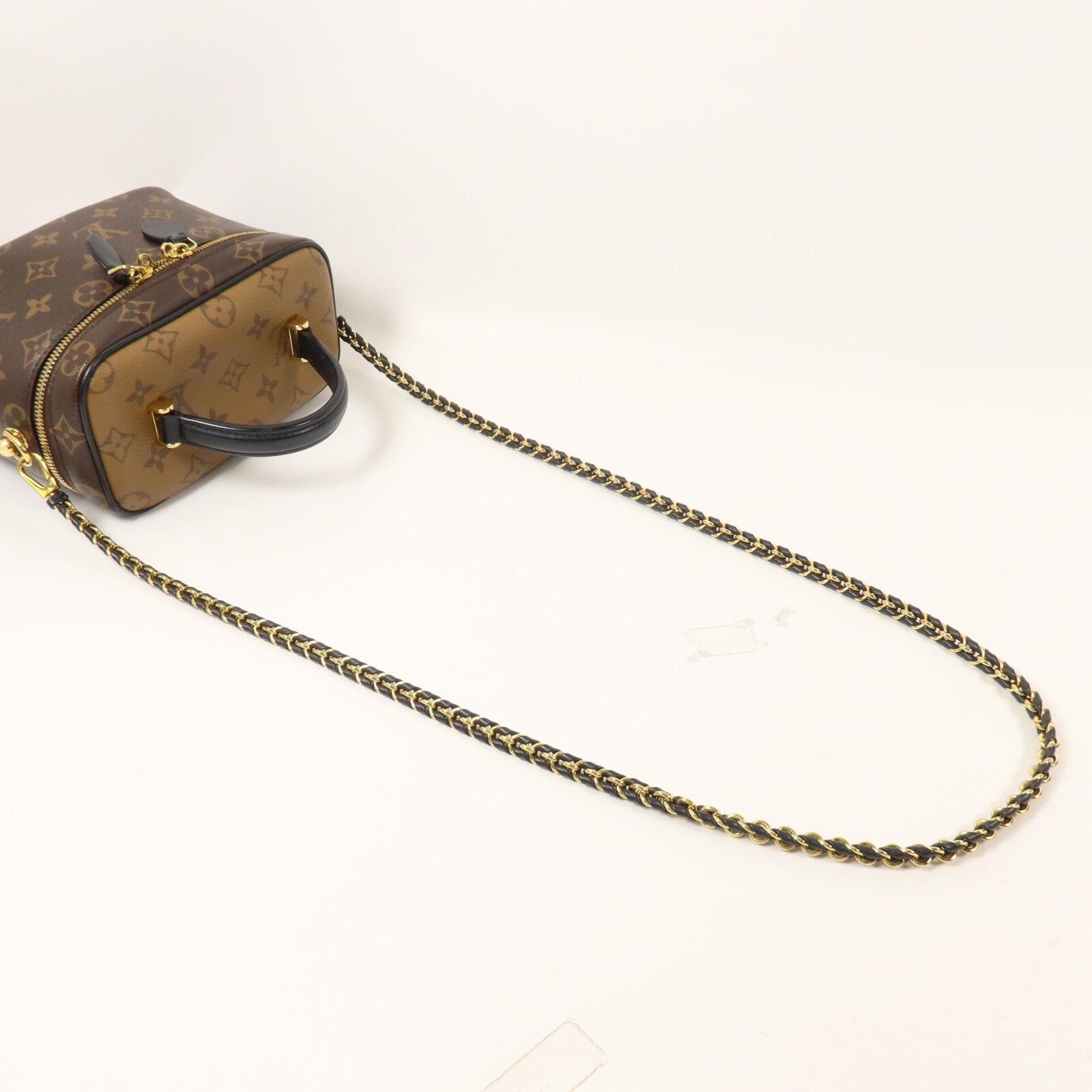 LOUIS VUITTON Monogram Reverse Vanity PM鏈帶手挽肩背兩用袋棕色