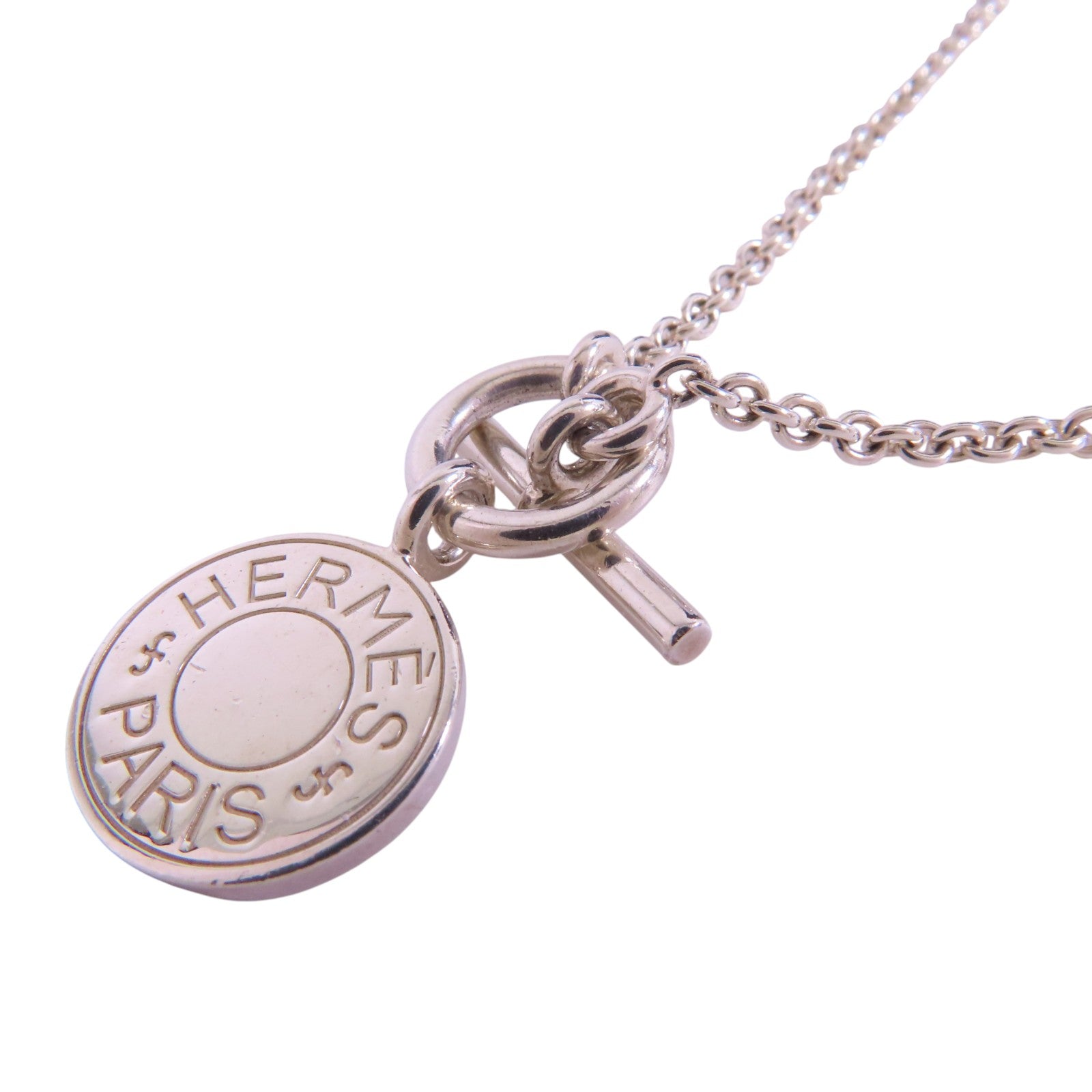 HERMES 925純銀Amulettes Ex-Libris Necklace銀扣項鏈