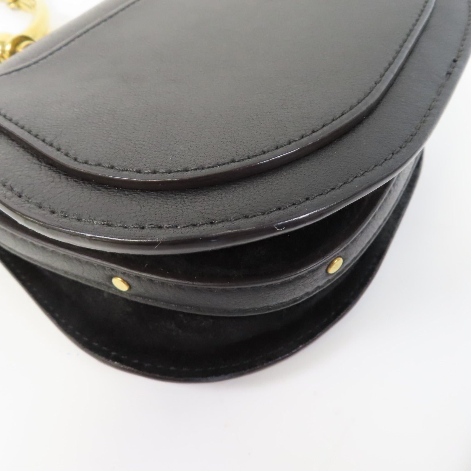 Chloe 牛皮皮革Shoulder Bag金扣肩背袋黑色