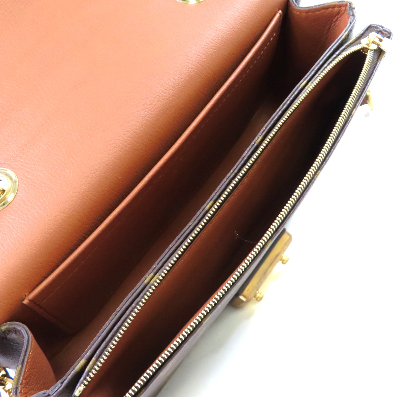 LOUIS VUITTON Monogram Marcear Shoulder Bag金扣鏈帶肩背袋啡色